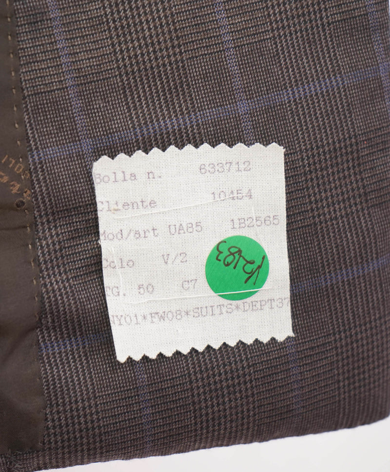 $10,000 KITON - "13,2 MICRON" Brown/Blue Glen Check Double Breasted Suit - 40S