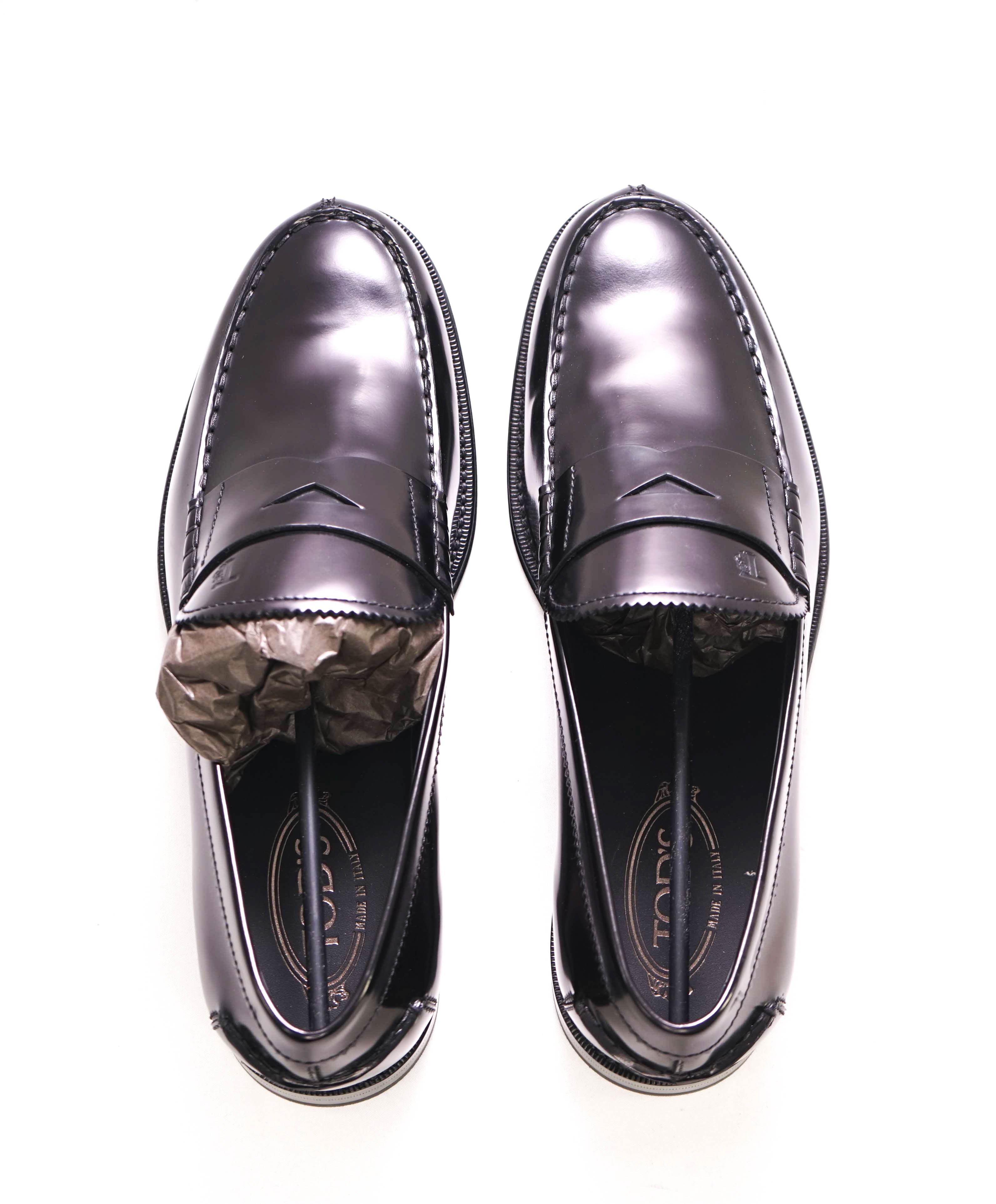 TOD’S - “Boston” Black Logo Embossed Vamp Penny Loafers - 11 US (10 T)