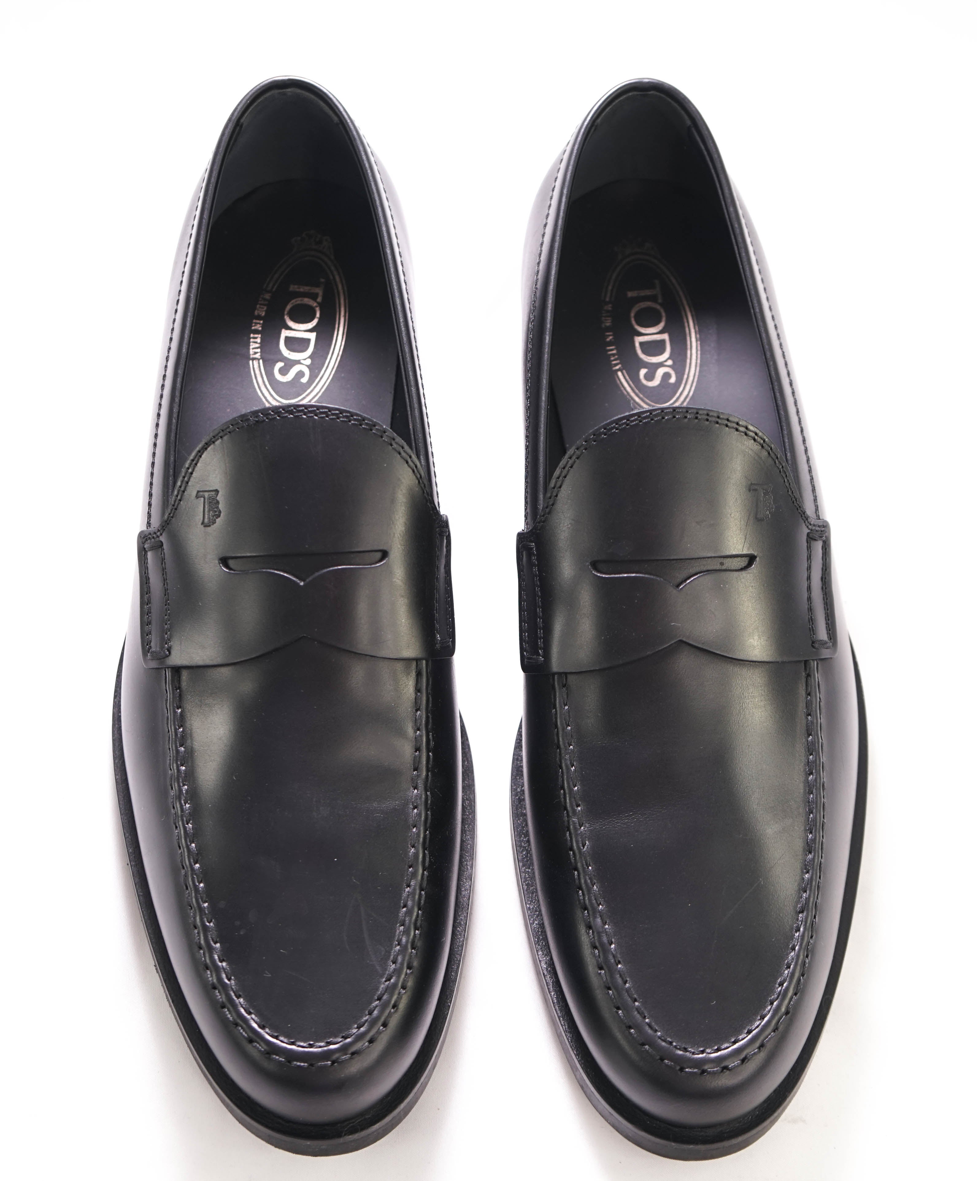 TOD’S - Black Logo Embossed Vamp Penny Loafers - 12 US (11 IT)