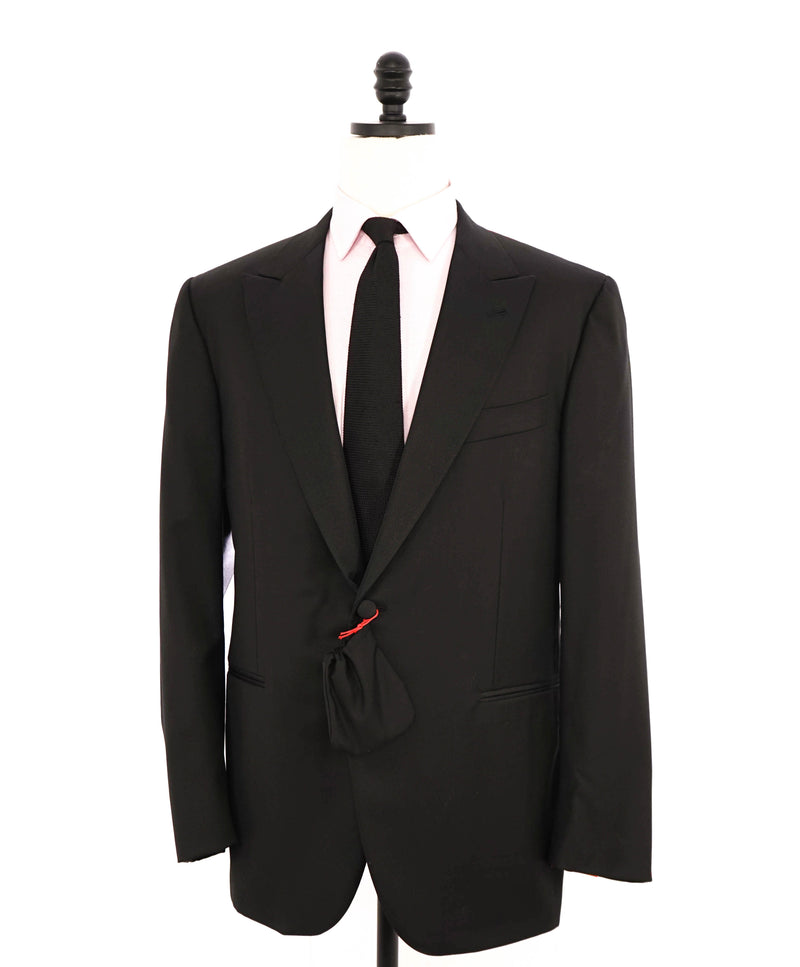 $3,000 ISAIA - Satin PEAK LAPEL Black Wool Tuxedo Dinner Jacket Blazer - 48R