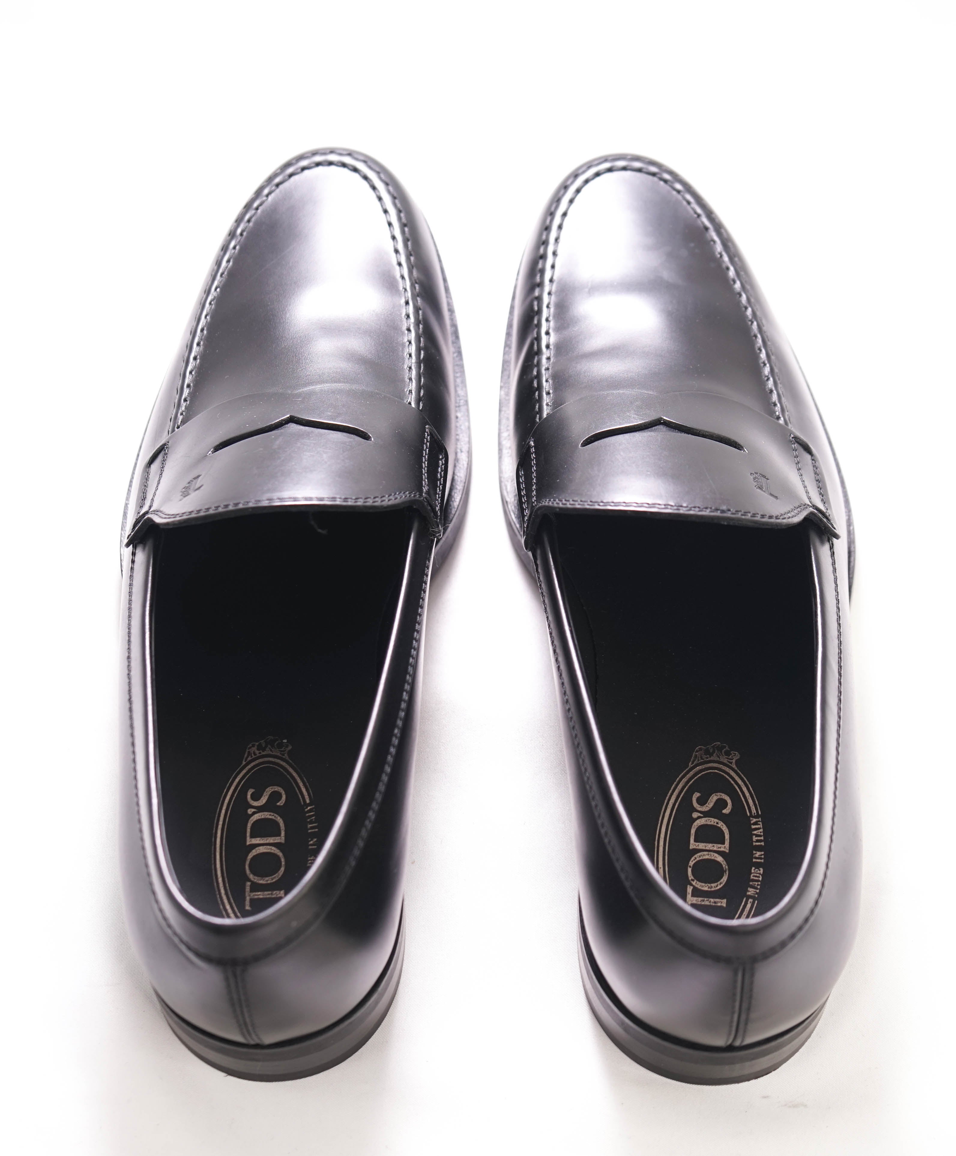 TOD’S - Black Logo Embossed Vamp Penny Loafers - 12 US (11 IT)