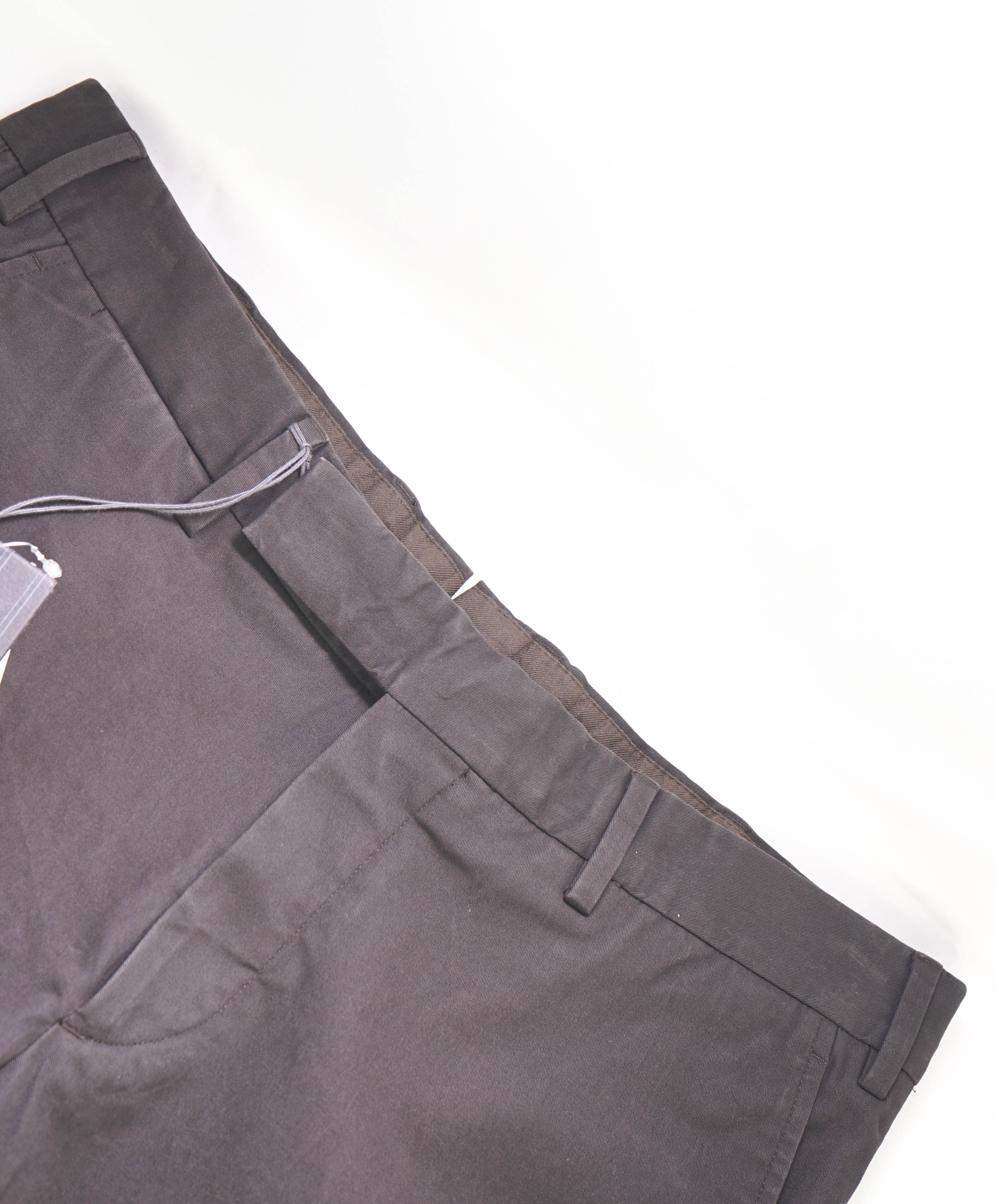 ERMENEGILDO ZEGNA - Charcoal/Brown Cotton/Elastane Chino Flat Front Pants - 34W