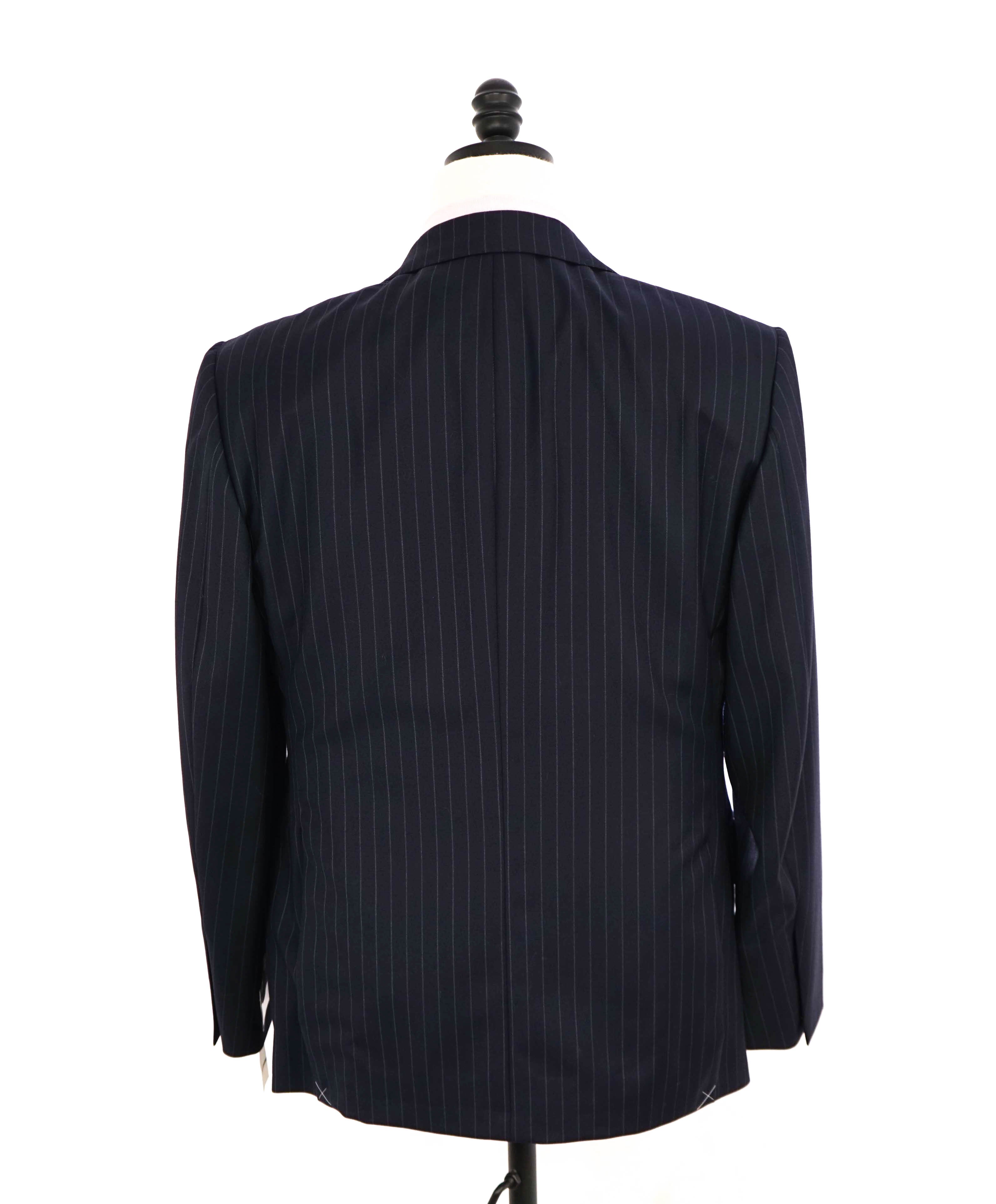 $1,595 PAUL STUART - Navy / Blue Chalk Stripe Wool Notch Lapel 2-Btn Suit - 40S