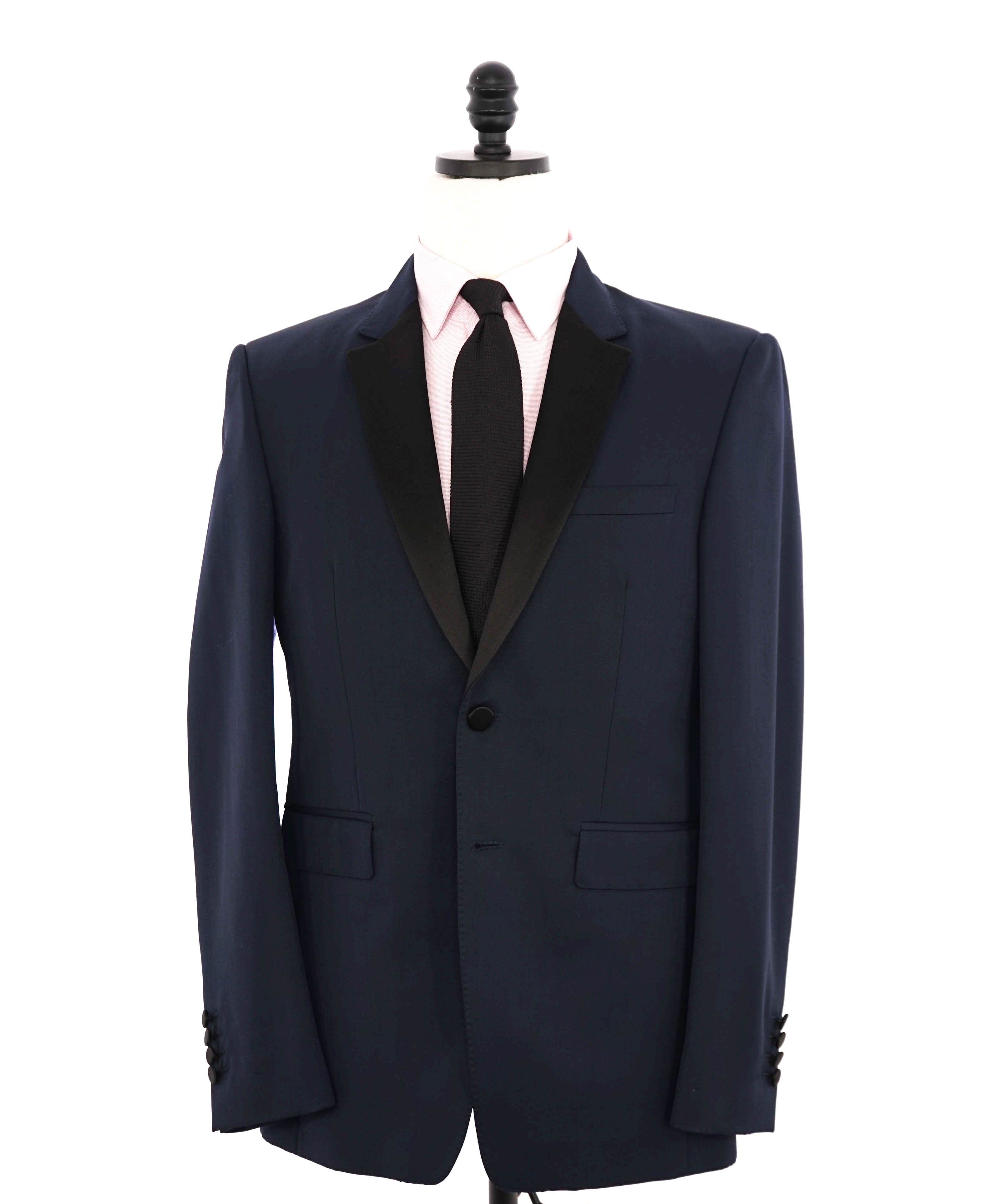 $2,895 BURBERRY LONDON - *SIDE TABS* Made In Italy Wool NAVY Tuxedo Suit - 38R