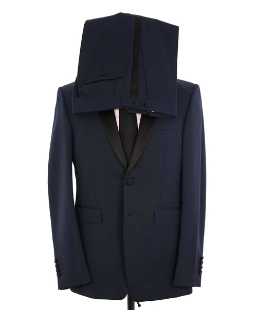 $2,895 BURBERRY LONDON - *SIDE TABS* Made In Italy Wool NAVY Tuxedo Suit - 38R