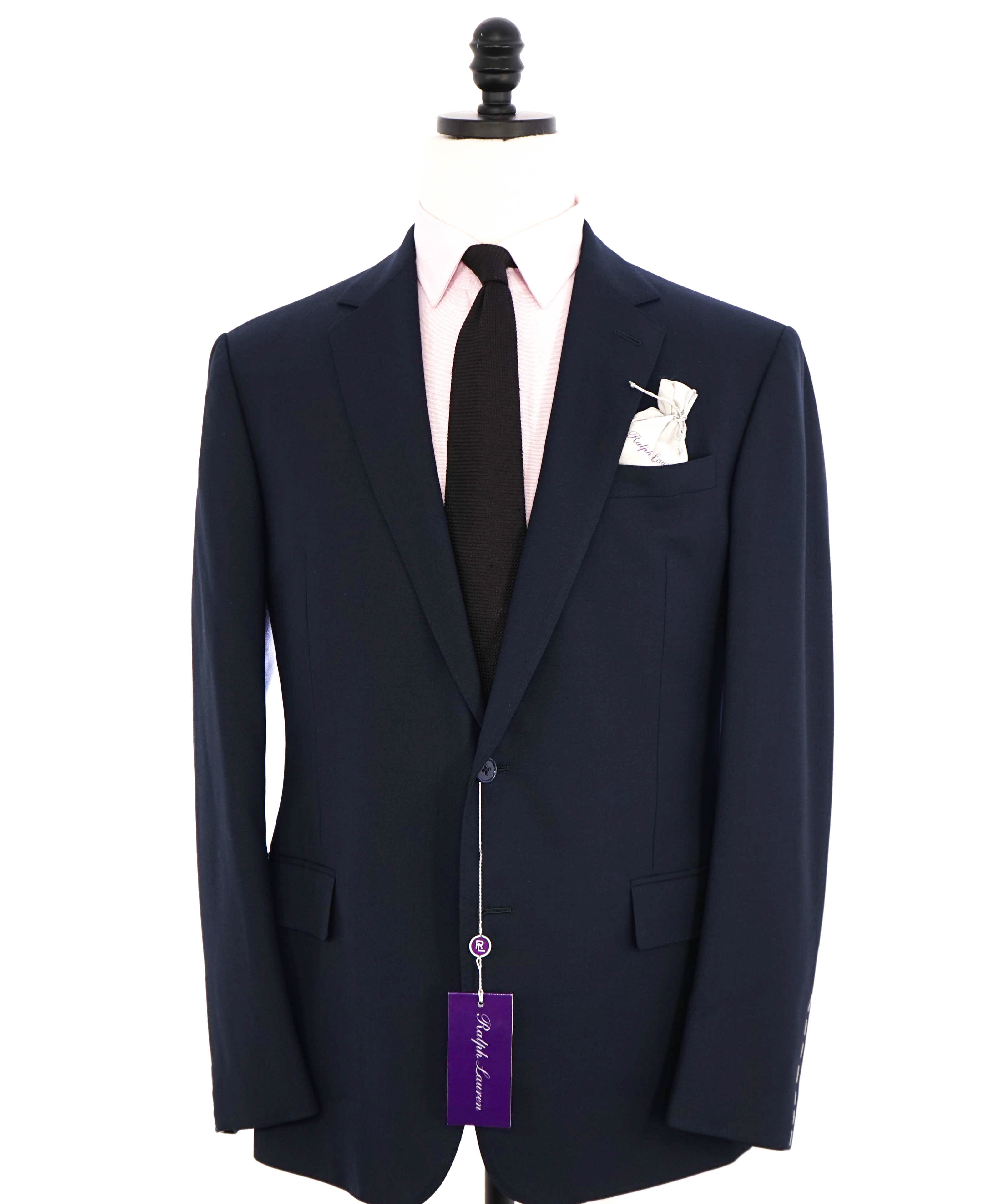 RALPH LAUREN PURPLE LABEL - Navy Blue "KENT 2-Btn" Oxford Weave Suit - 42R