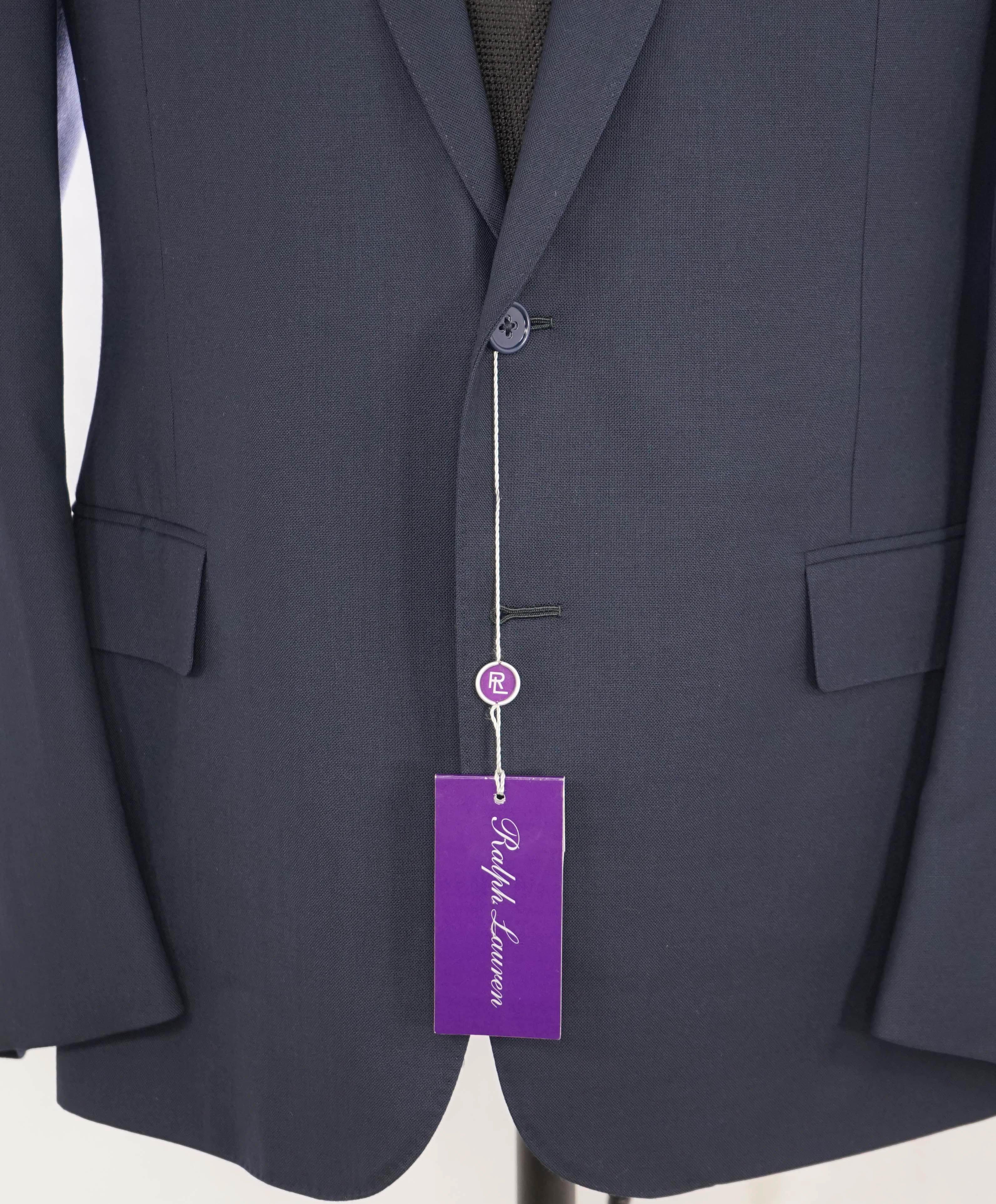 RALPH LAUREN PURPLE LABEL - Navy Blue "KENT 2-Btn" Oxford Weave Suit - 42R