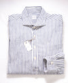 $445 ELEVENTY - Popover Cotton (linen feel) Ivory/Blue Button Down Shirt - M