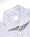 $445 ELEVENTY - Popover Cotton (linen feel) Ivory/Blue Button Down Shirt - M