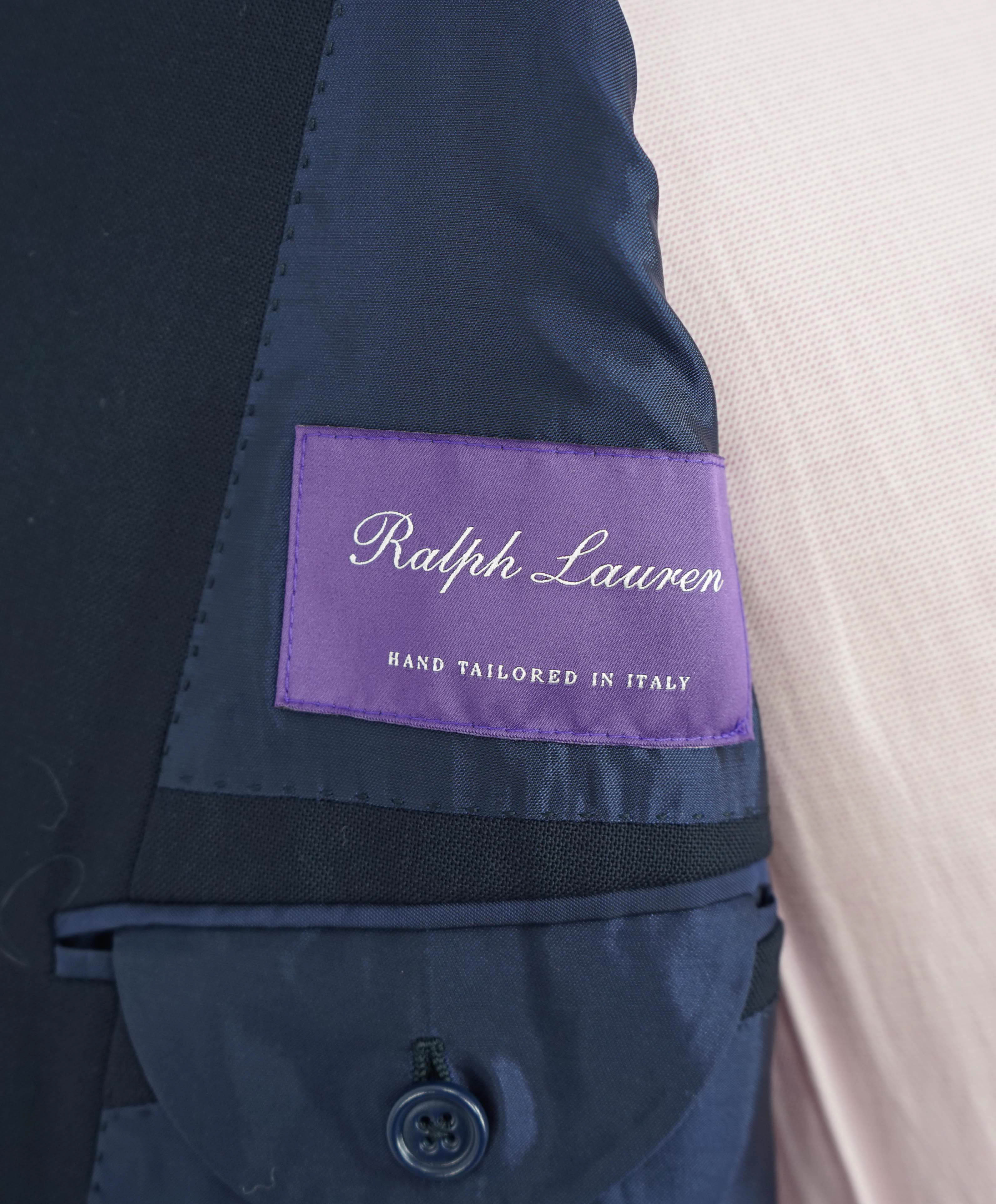 RALPH LAUREN PURPLE LABEL - Navy Blue "KENT 2-Btn" Oxford Weave Suit - 42R