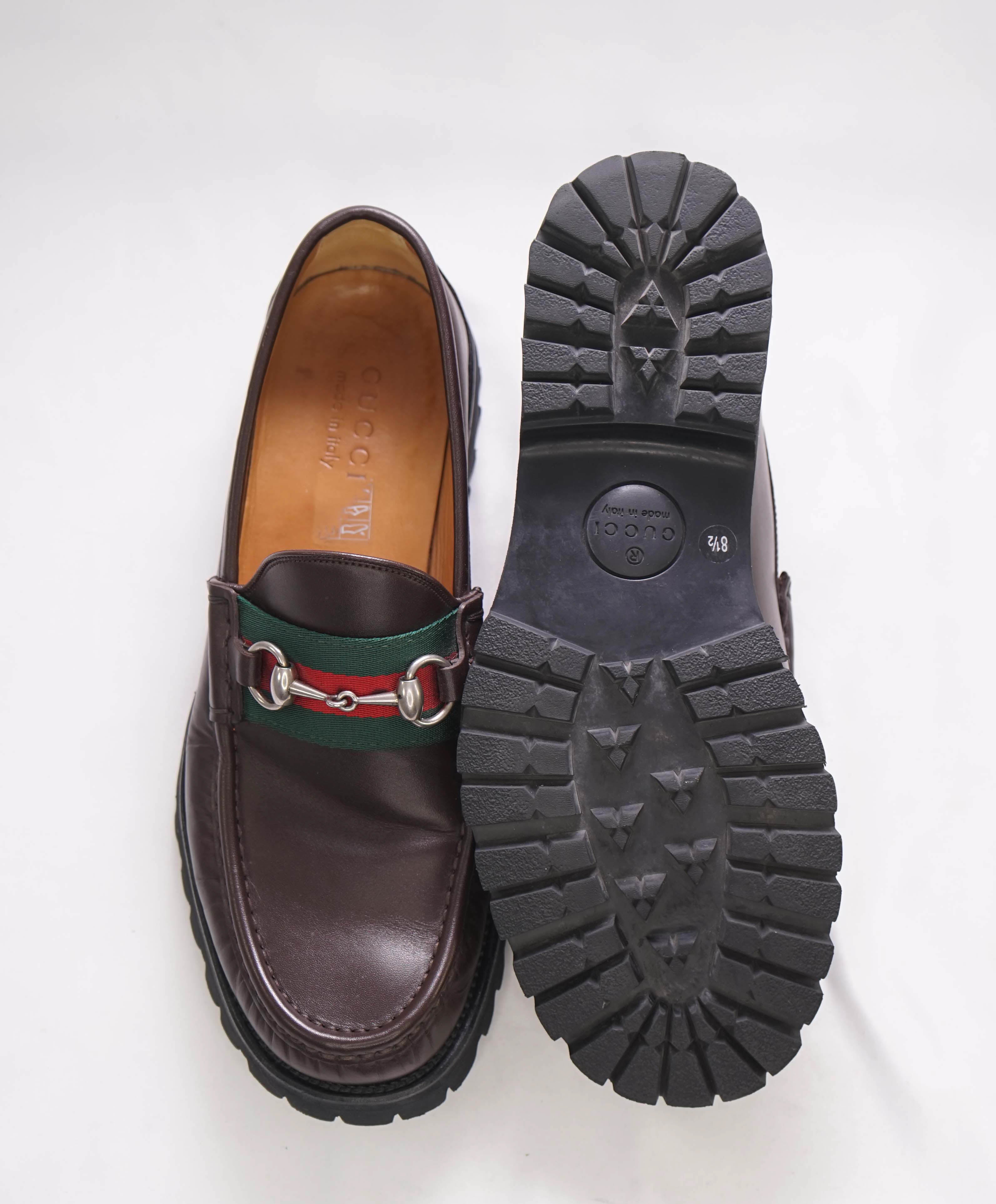 GUCCI - WEB Horse-bit Loafers Brown Iconic Style - 9 US (8.5 G)