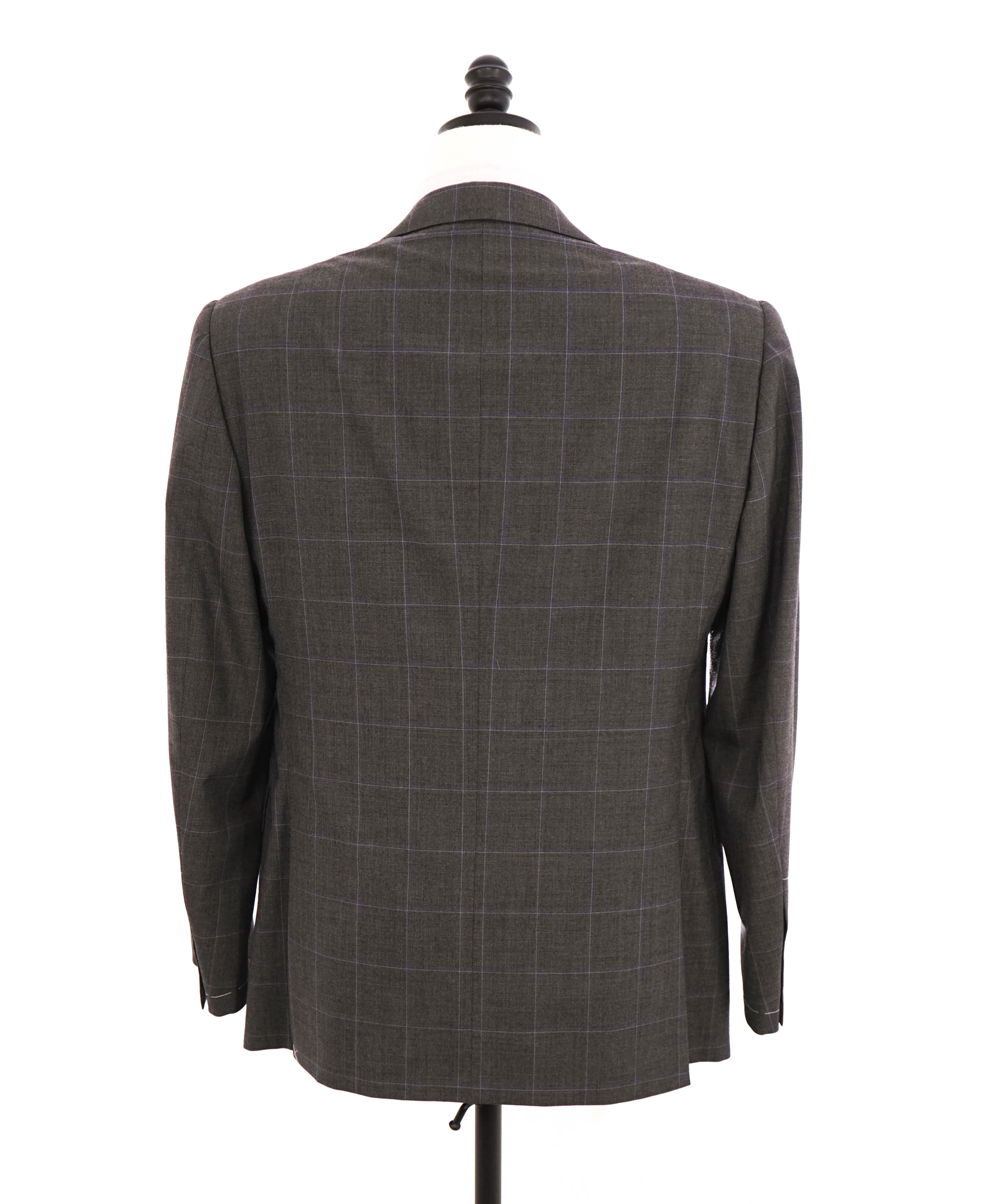 RALPH LAUREN PURPLE LABEL - Gray & Purple Windowpane SIDE TAB Suit - 42R