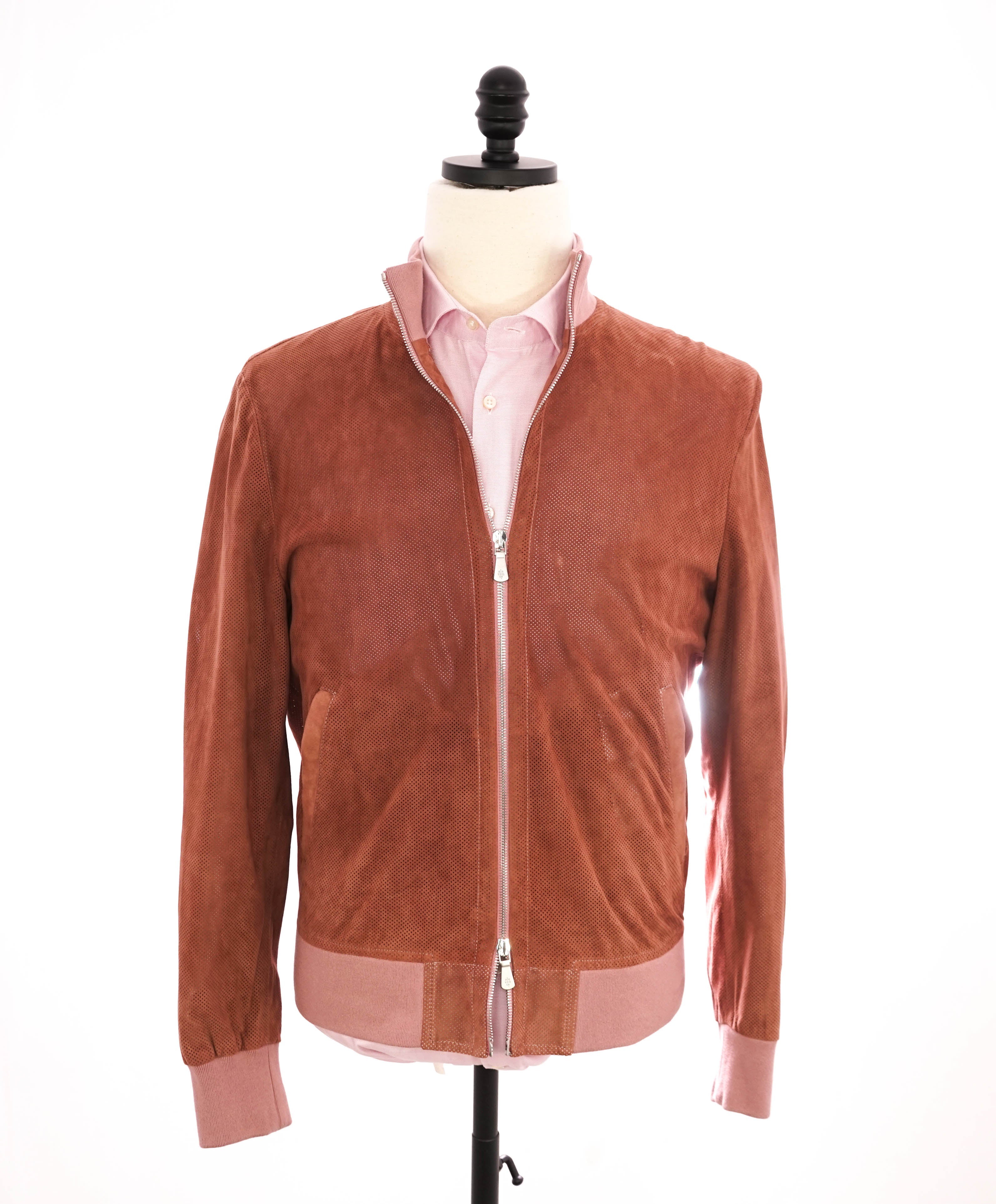 Copy of $2,495 ELEVENTY - SUEDE "Dusty Pink" Perforated Jacket Coat - 48R (3XL)