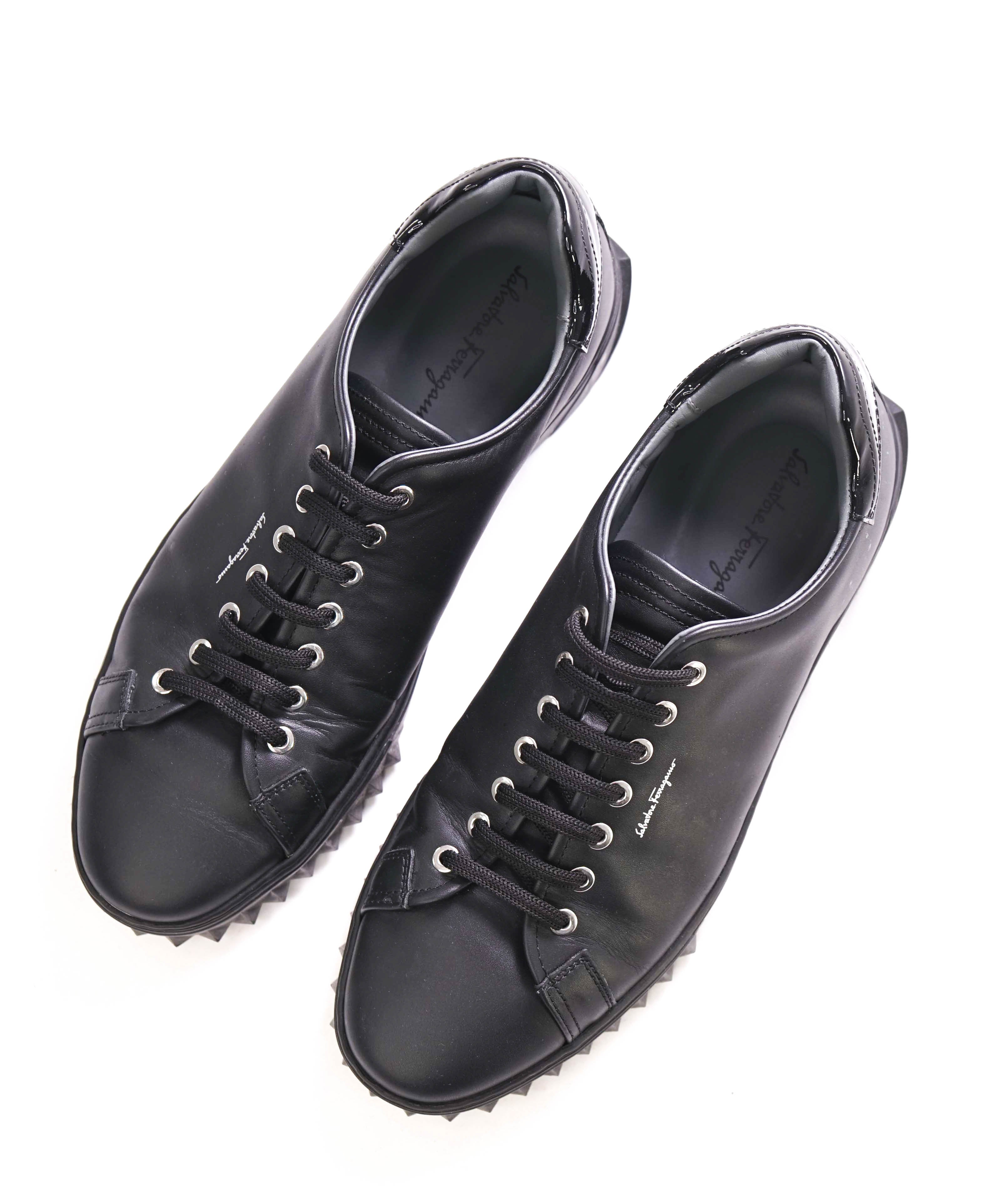 $750 SALVATORE FERRAGAMO - *Rhinoceros* Black Gancini Sneaker - 9.5 M US