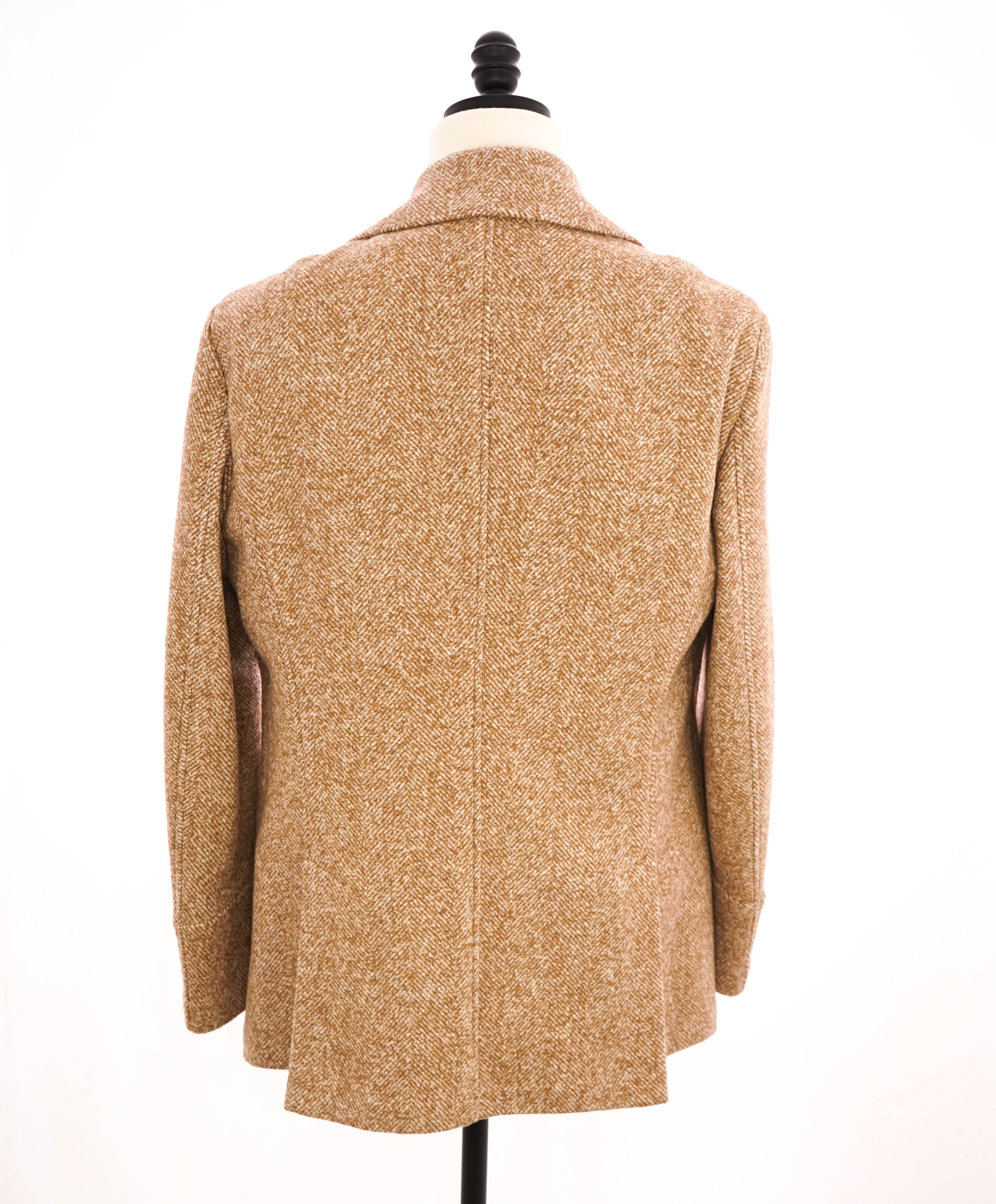 $2,995 ELEVENTY - WOOL/Linen Herringbone Camel Peacoat Coat- 40 (50EU)