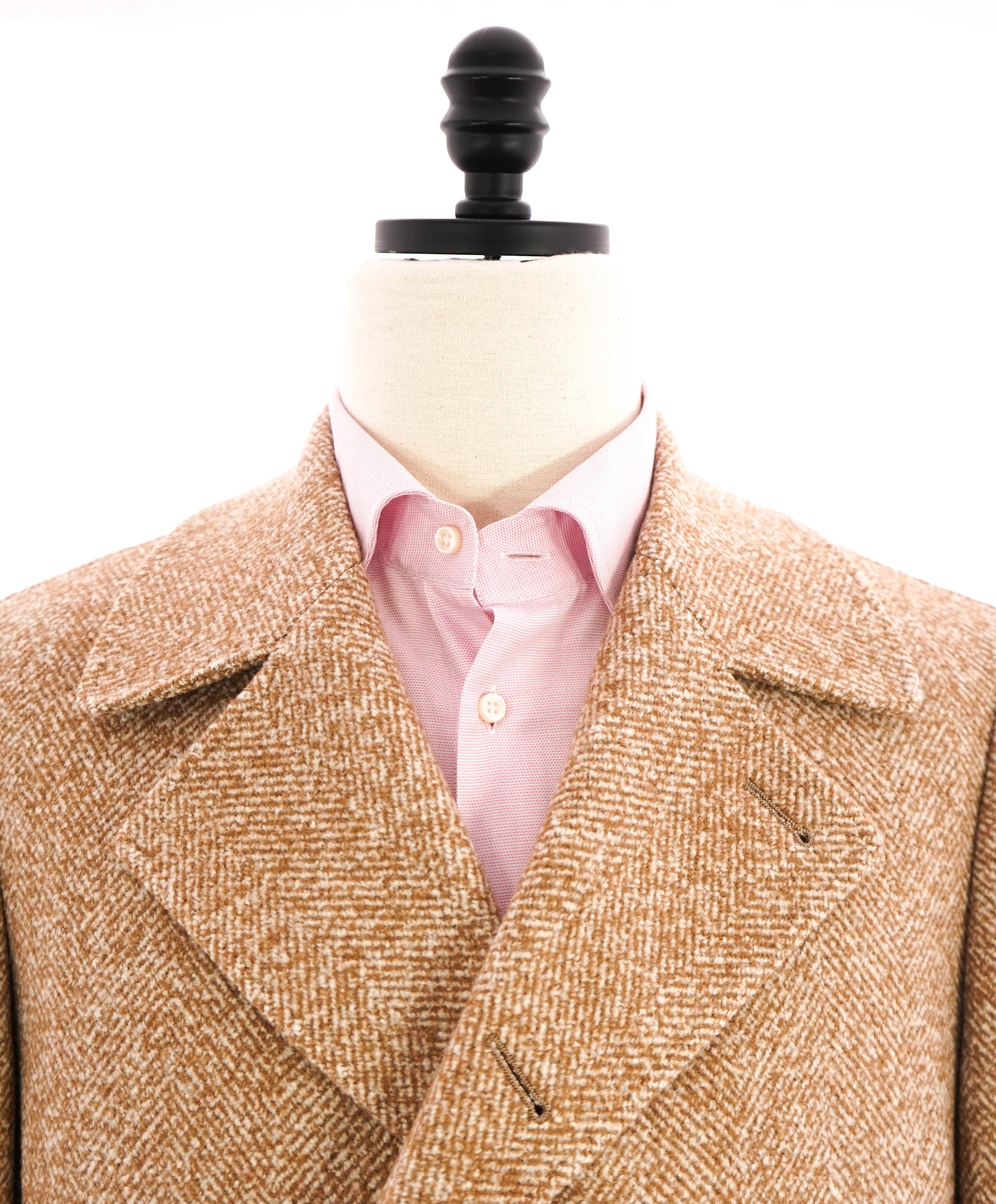 $2,995 ELEVENTY - WOOL/Linen Herringbone Camel Peacoat Coat- 40 (50EU)