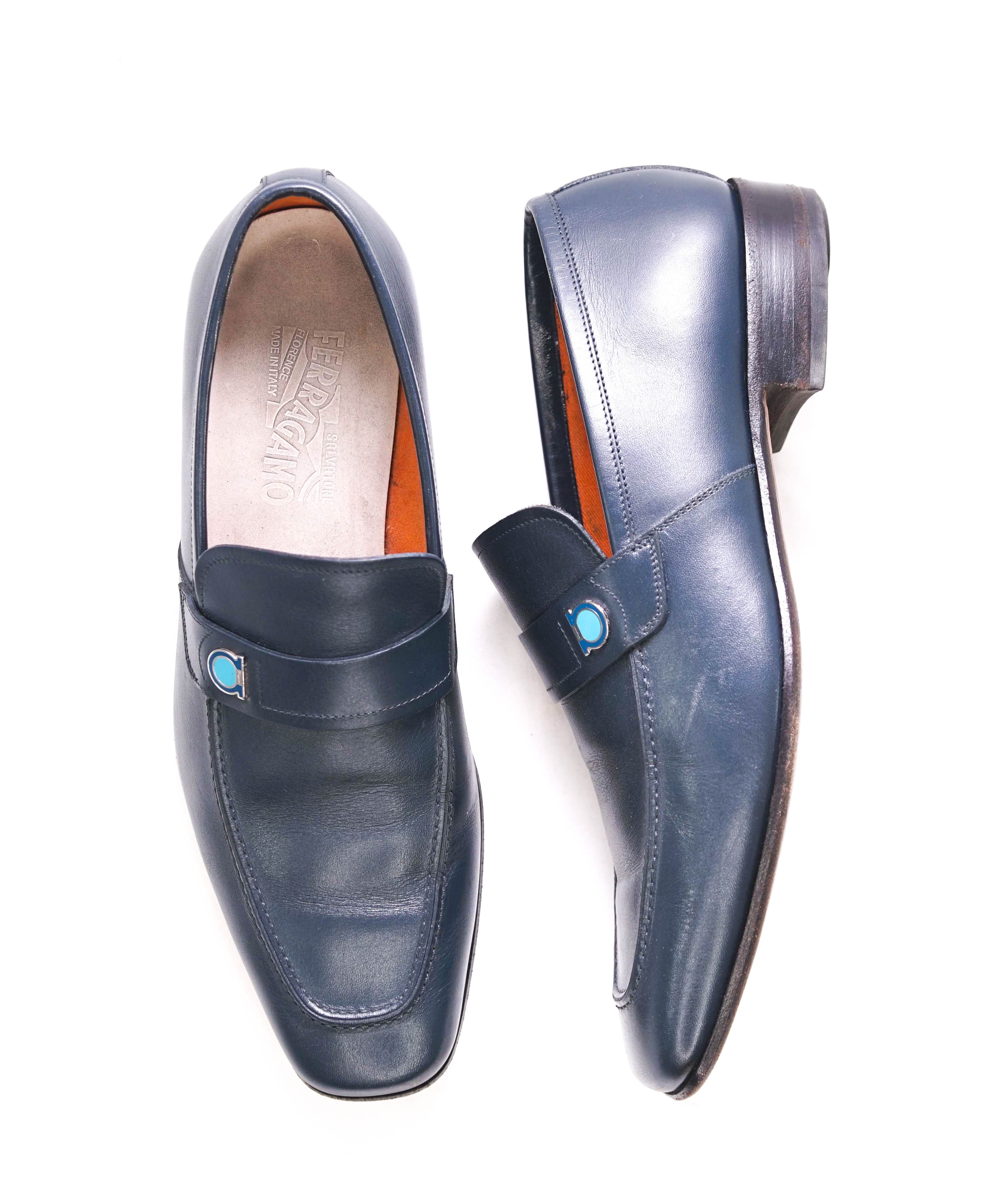 $750 SALVATORE FERRAGAMO -  Blue & Teal Gancini Leather Loafer- 9.5 EE