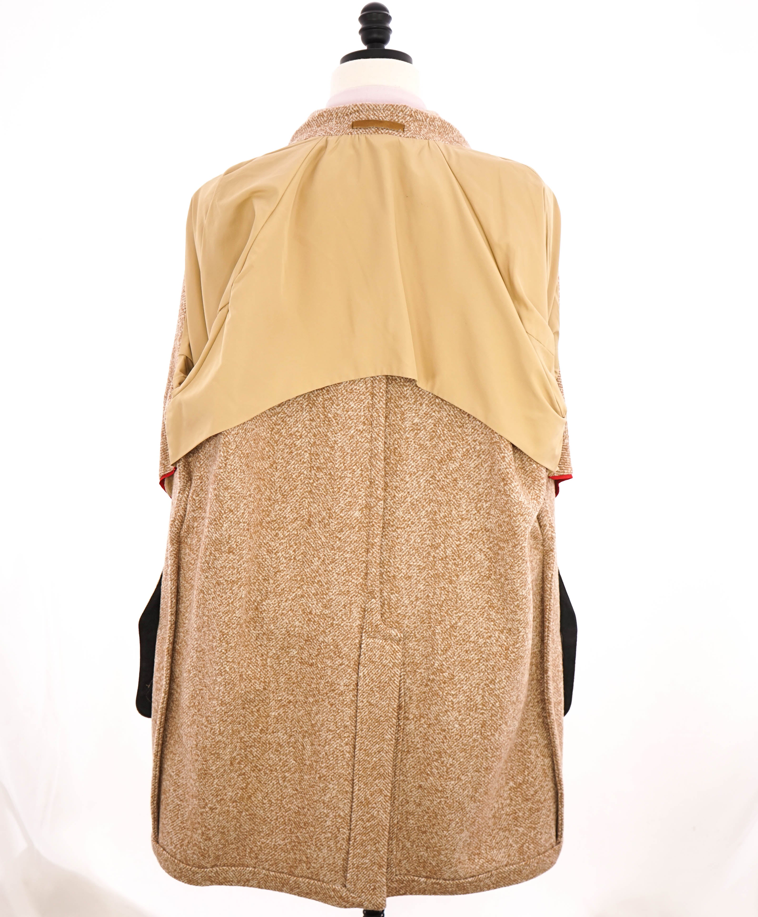 $2,995 ELEVENTY - WOOL/Linen Herringbone Camel Long Belted Coat- 40 (50EU)