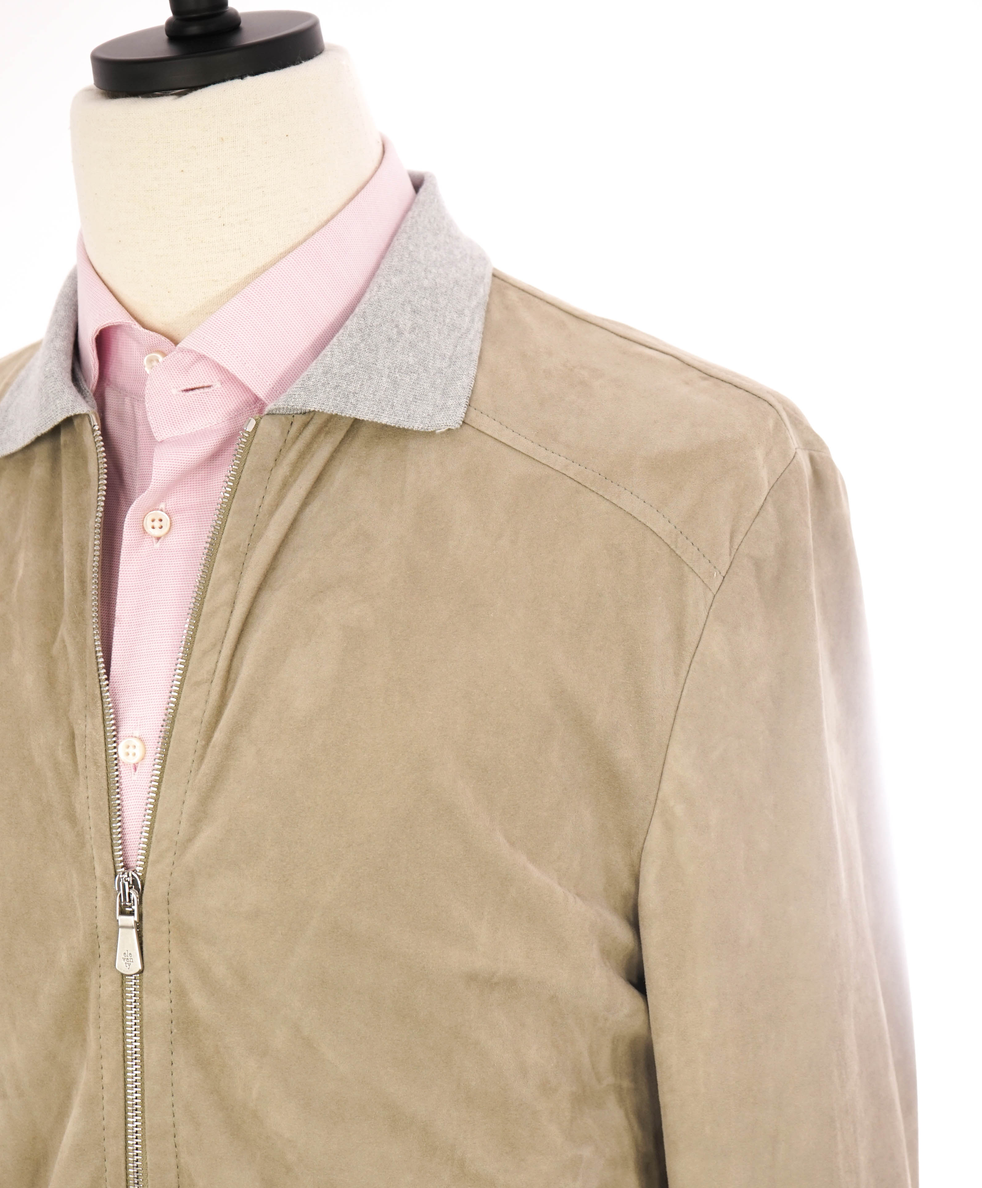 $2,645 ELEVENTY - SUEDE "Neutral" CASHMERE Jacket Coat - 40R (M)o