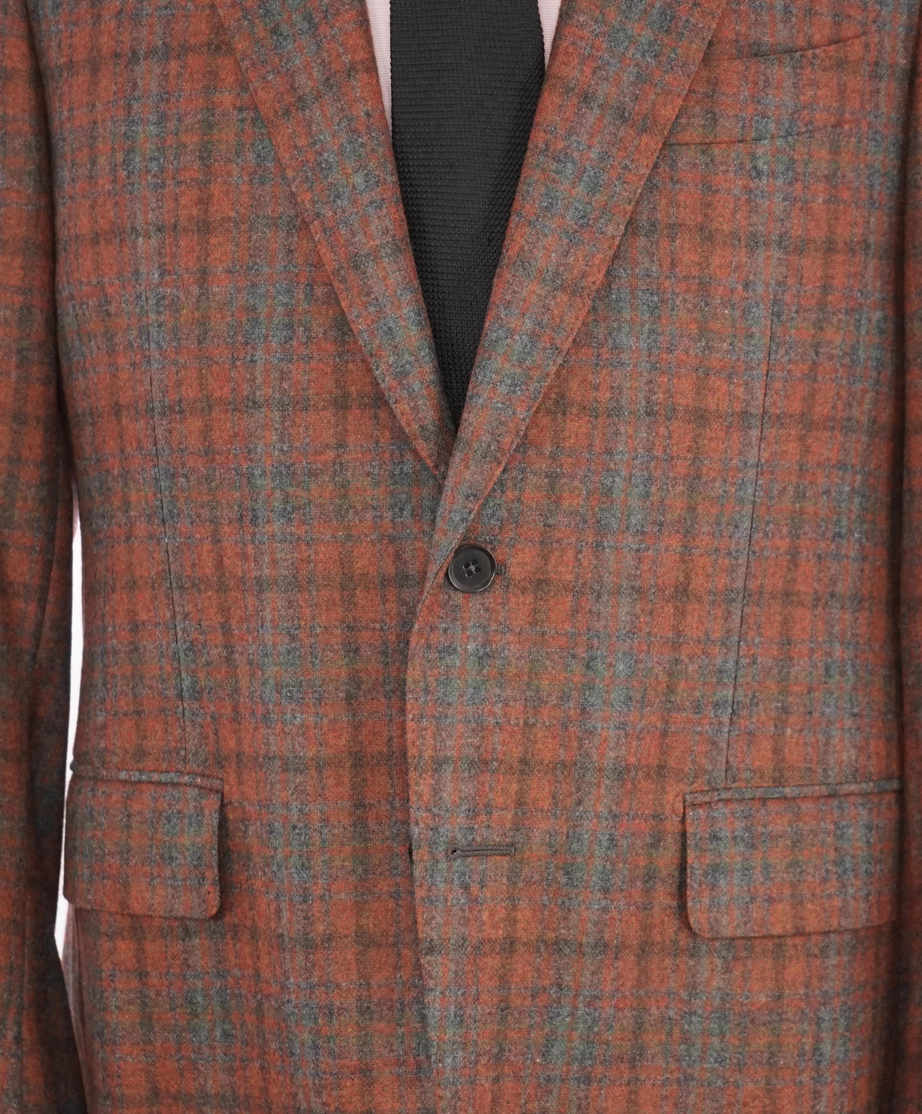 $4,695 ISAIA - Cashmere/Wool "DANDY ATTITUDE" Rust/Gray Check Blazer - 40R