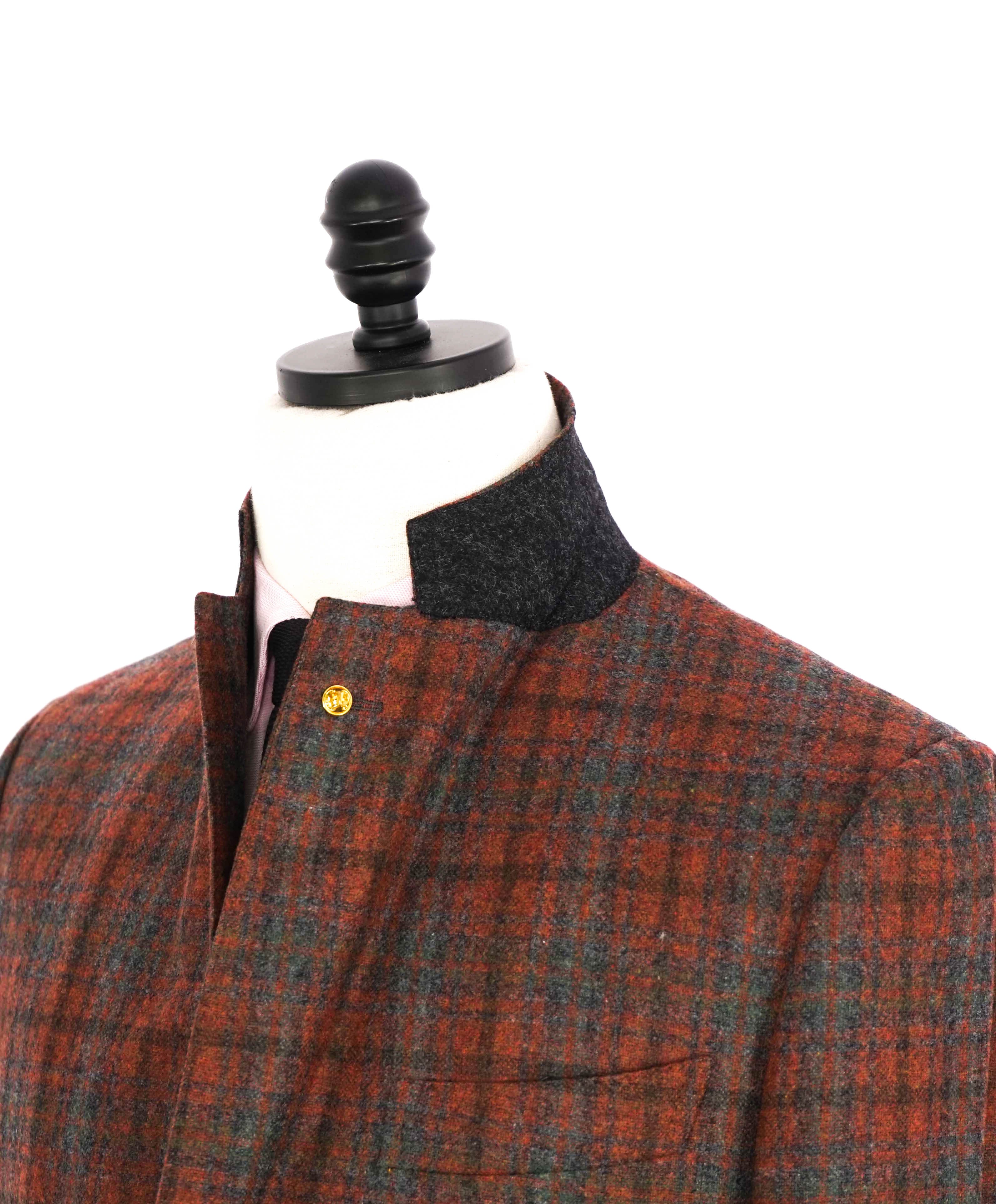 $4,695 ISAIA - Cashmere/Wool "DANDY ATTITUDE" Rust/Gray Check Blazer - 40R