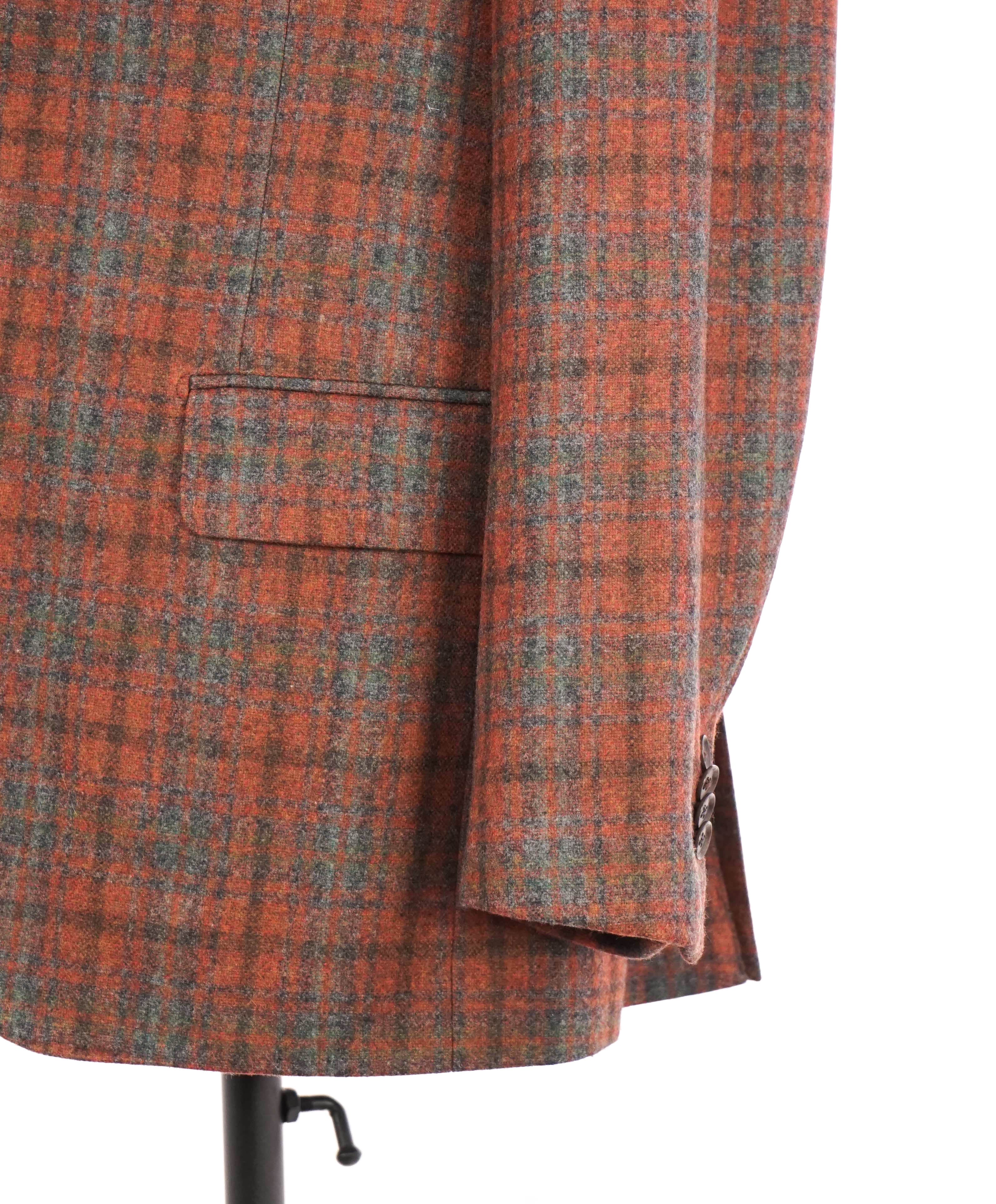 $4,695 ISAIA - Cashmere/Wool "DANDY ATTITUDE" Rust/Gray Check Blazer - 40R