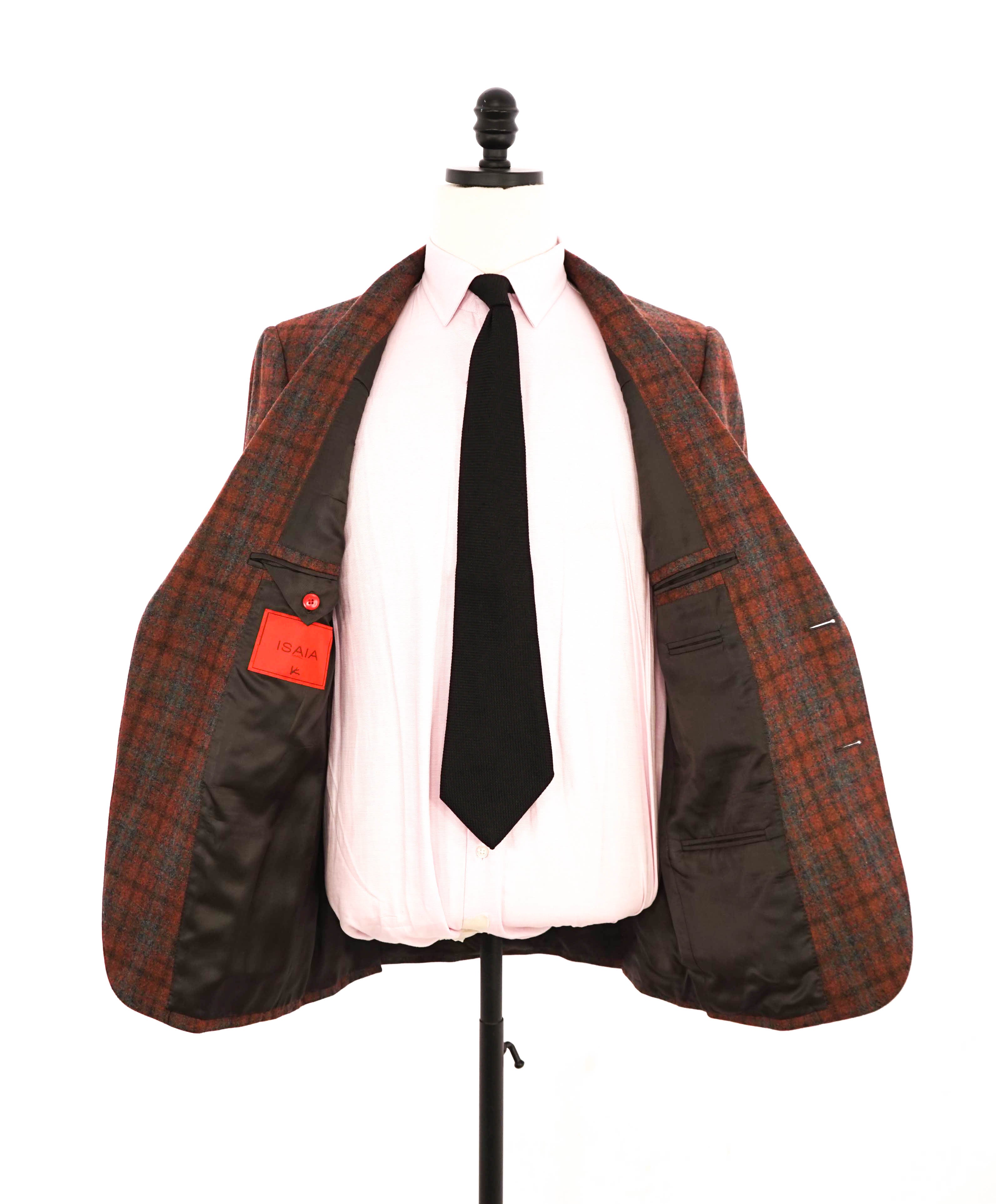 $4,695 ISAIA - Cashmere/Wool "DANDY ATTITUDE" Rust/Gray Check Blazer - 40R