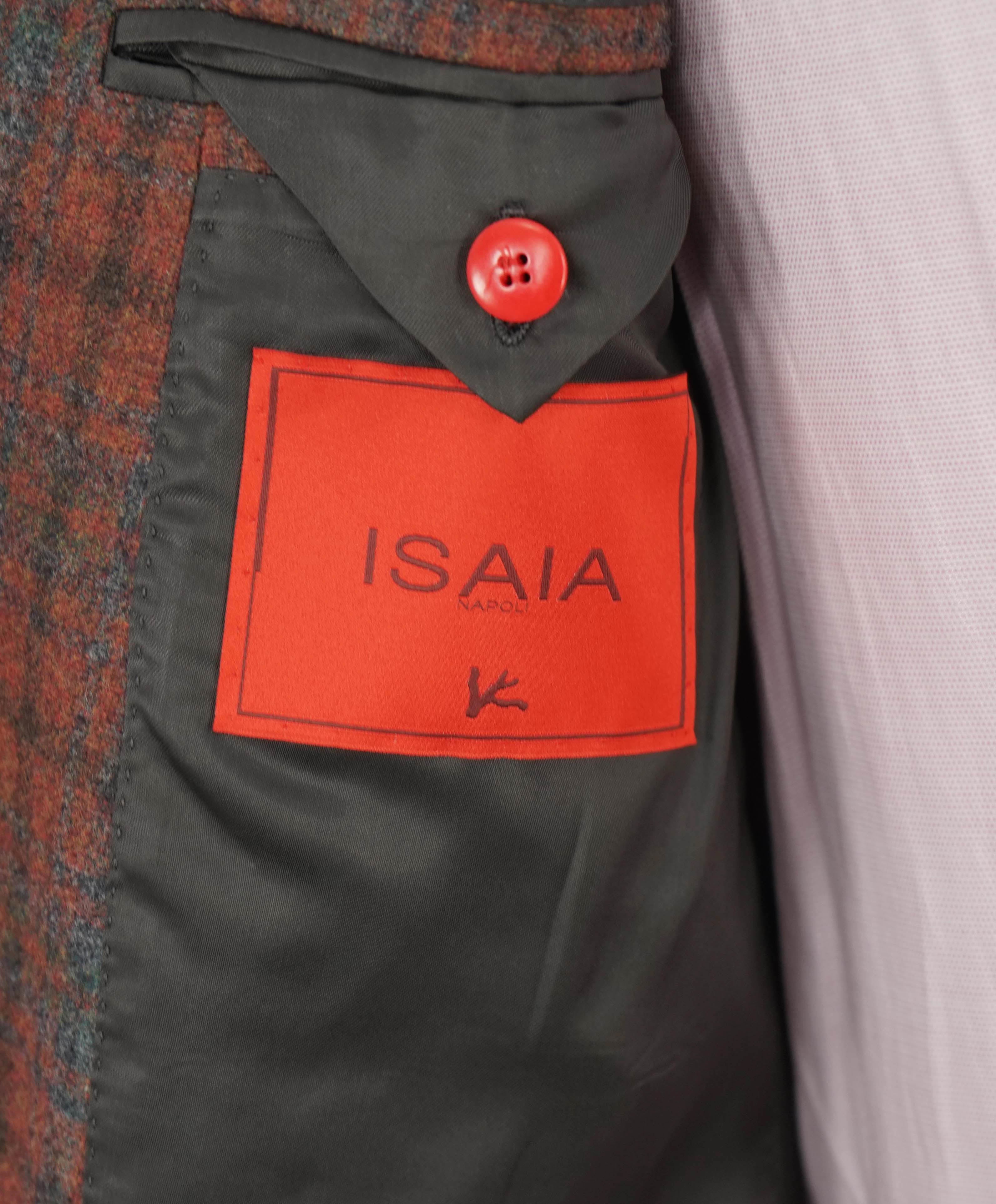 $4,695 ISAIA - Cashmere/Wool "DANDY ATTITUDE" Rust/Gray Check Blazer - 40R