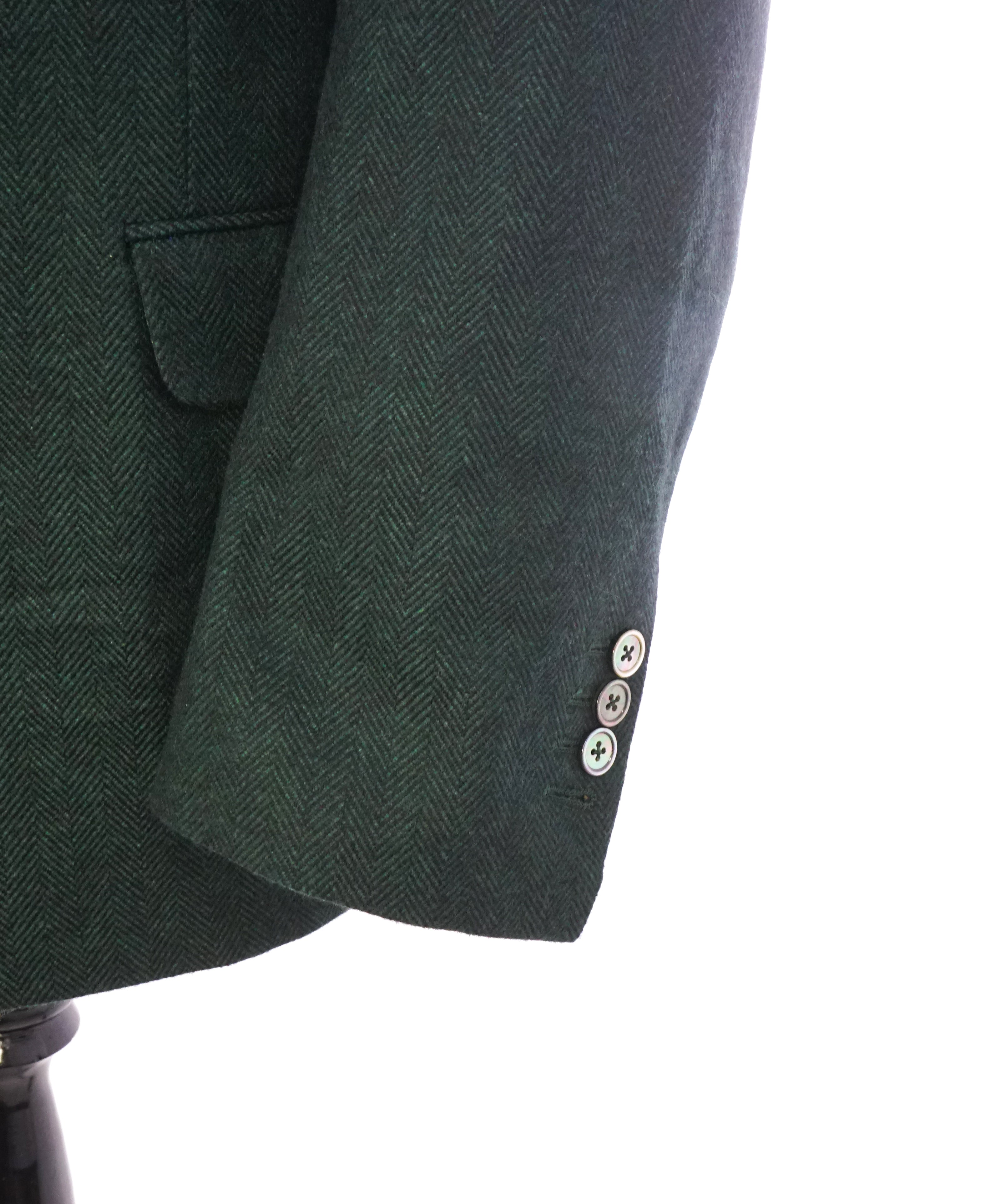 HICKEY FREEMAN -CARLO BARBERA PURE CASHMERE Green Herringbone Suit- 46S