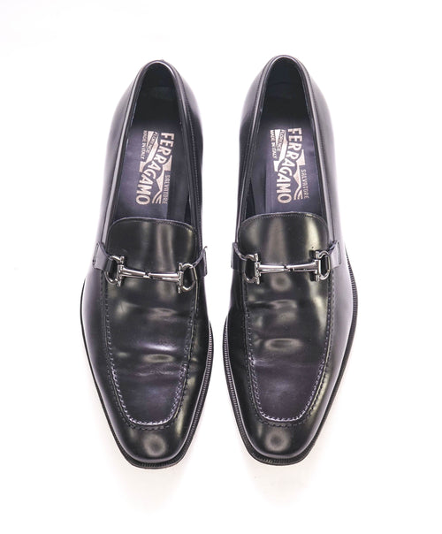 SALVATORE FERRAGAMO - “Fenice” Black Gancini Bit Loafer - 9.5 D