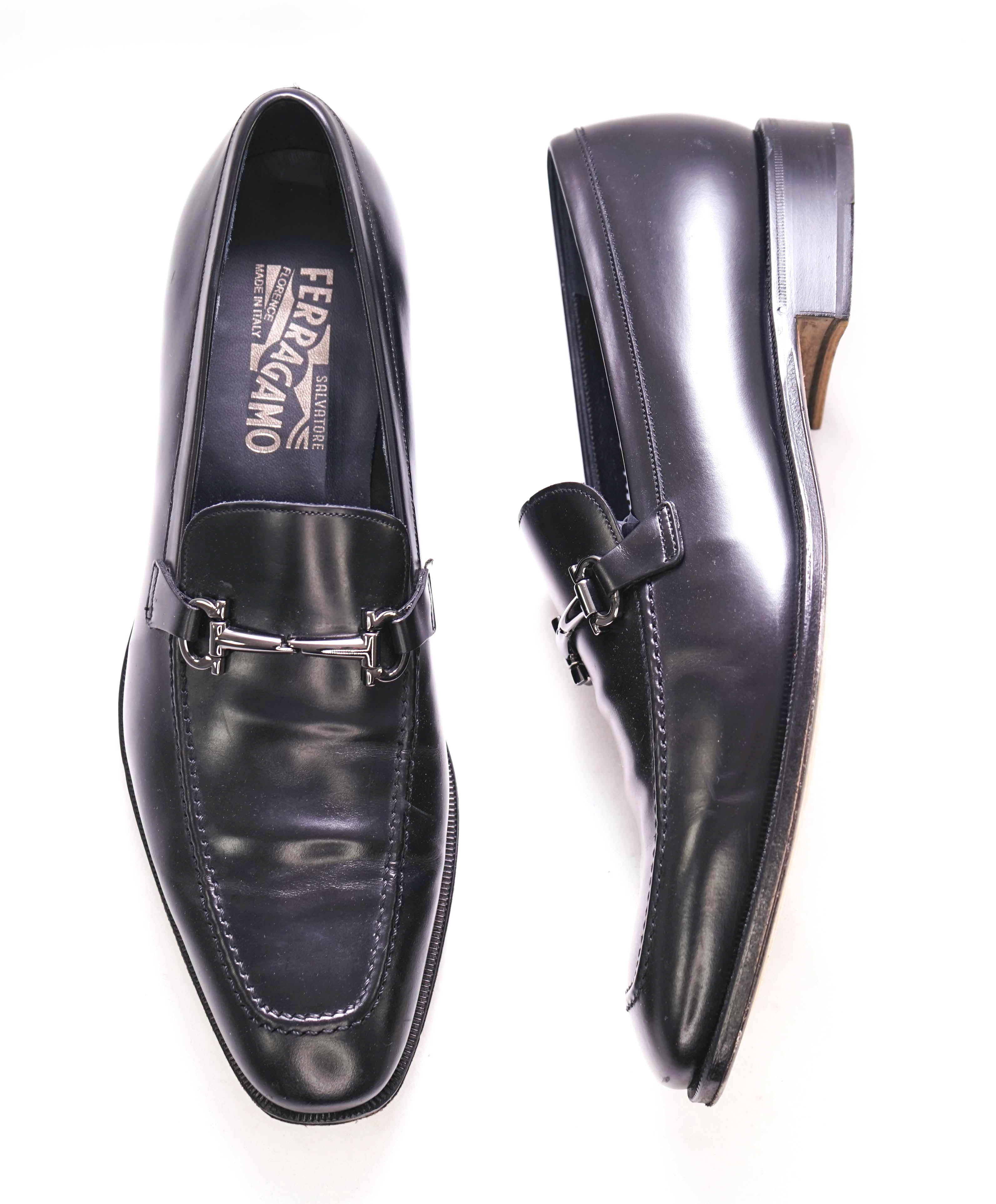 SALVATORE FERRAGAMO - “Fenice” Black Gancini Bit Loafer - 9.5 D