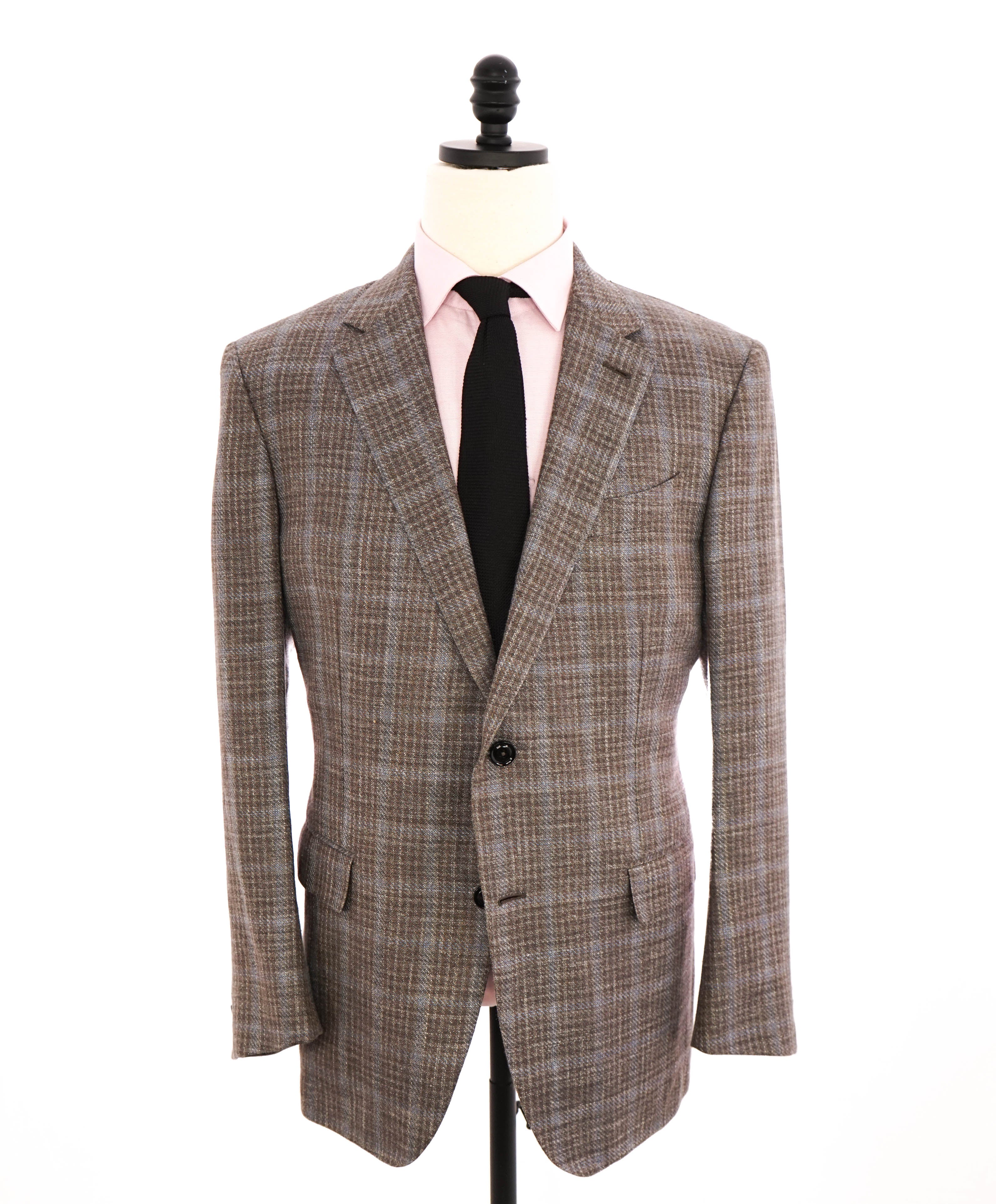 $2,595 ERMENEGILDO ZEGNA - WOOL/LINEN/SILK Brown Royal Weave Blazer - 46R