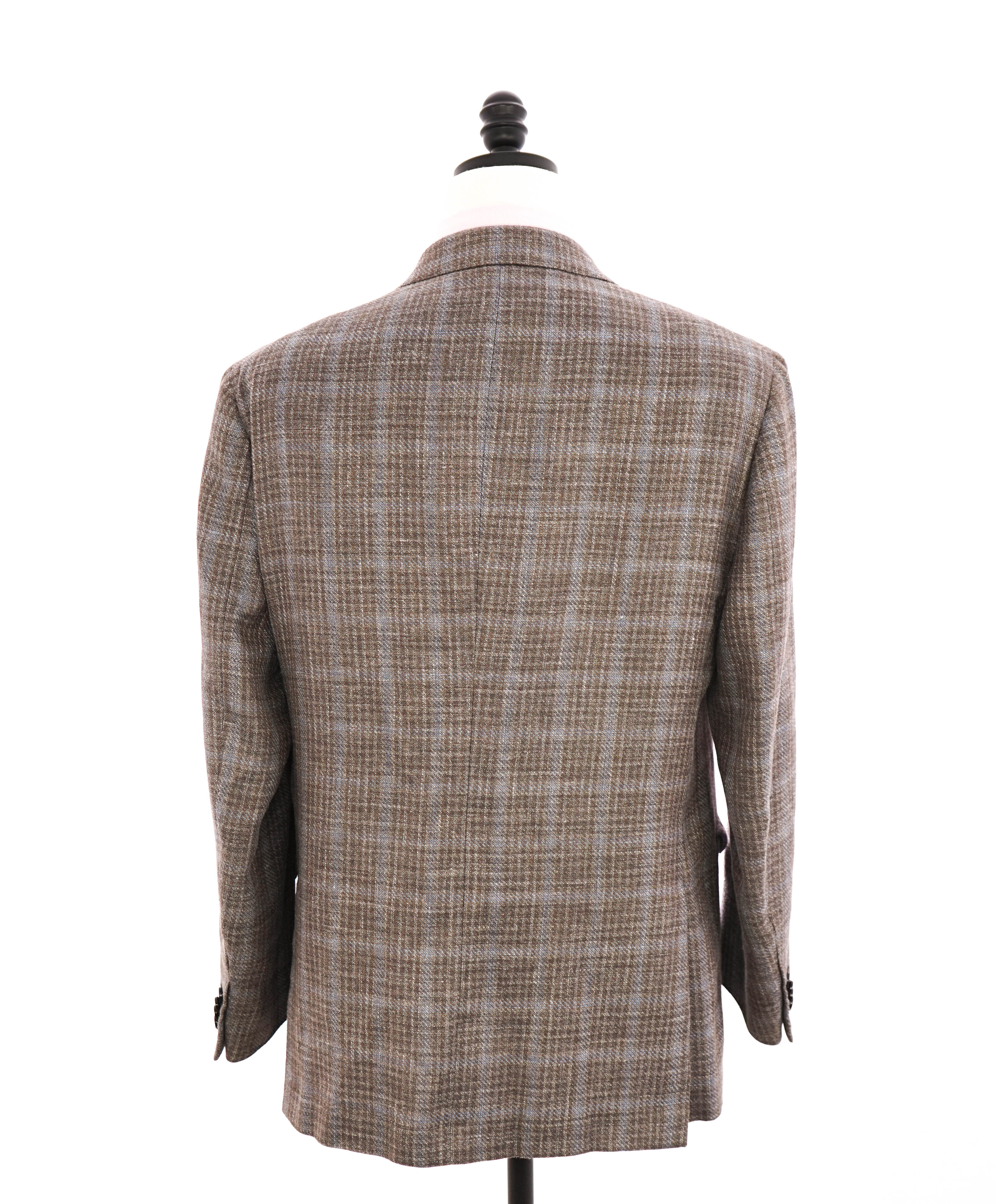 $2,595 ERMENEGILDO ZEGNA - WOOL/LINEN/SILK Brown Royal Weave Blazer - 46R