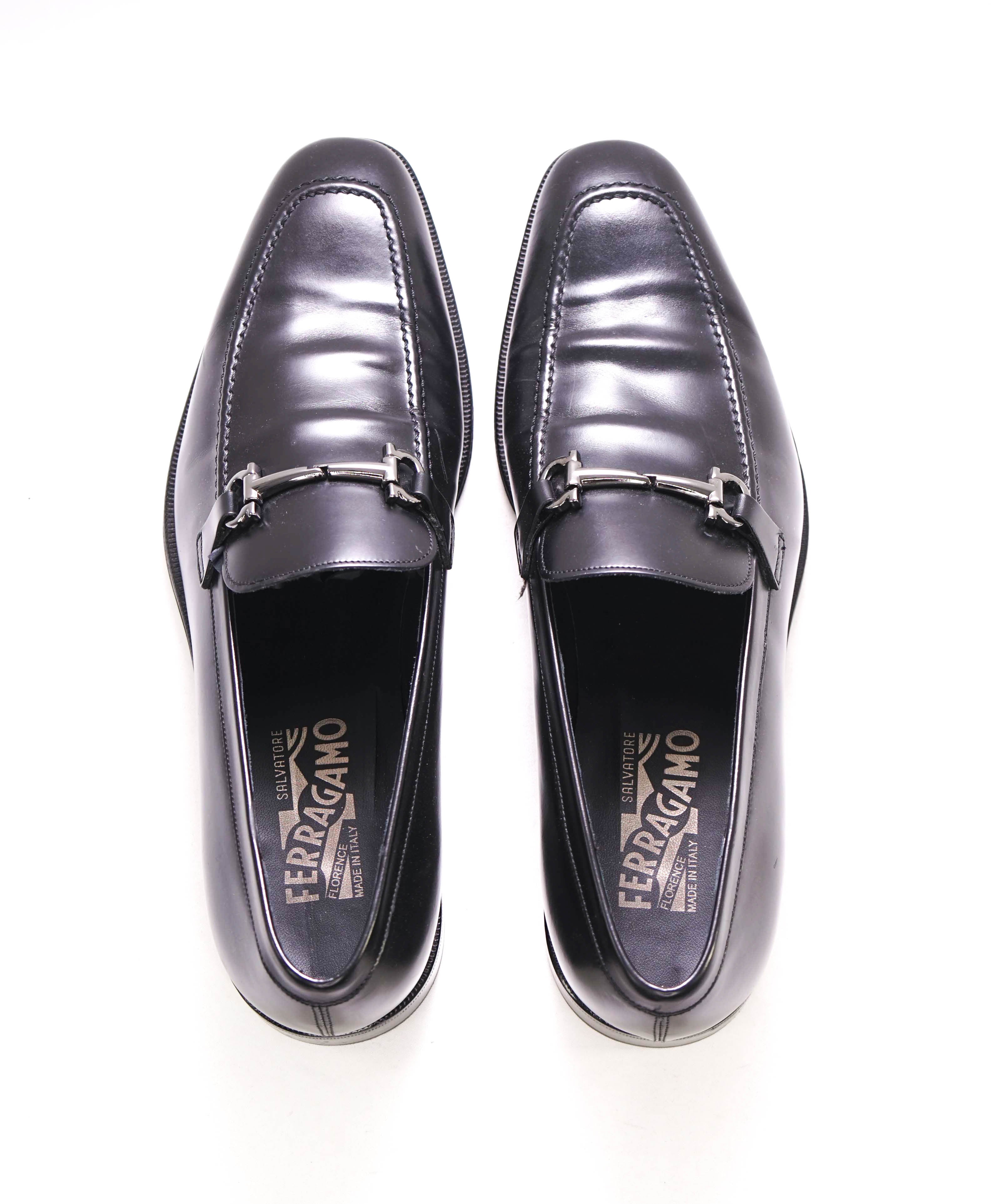 SALVATORE FERRAGAMO - “Fenice” Black Gancini Bit Loafer - 9.5 D