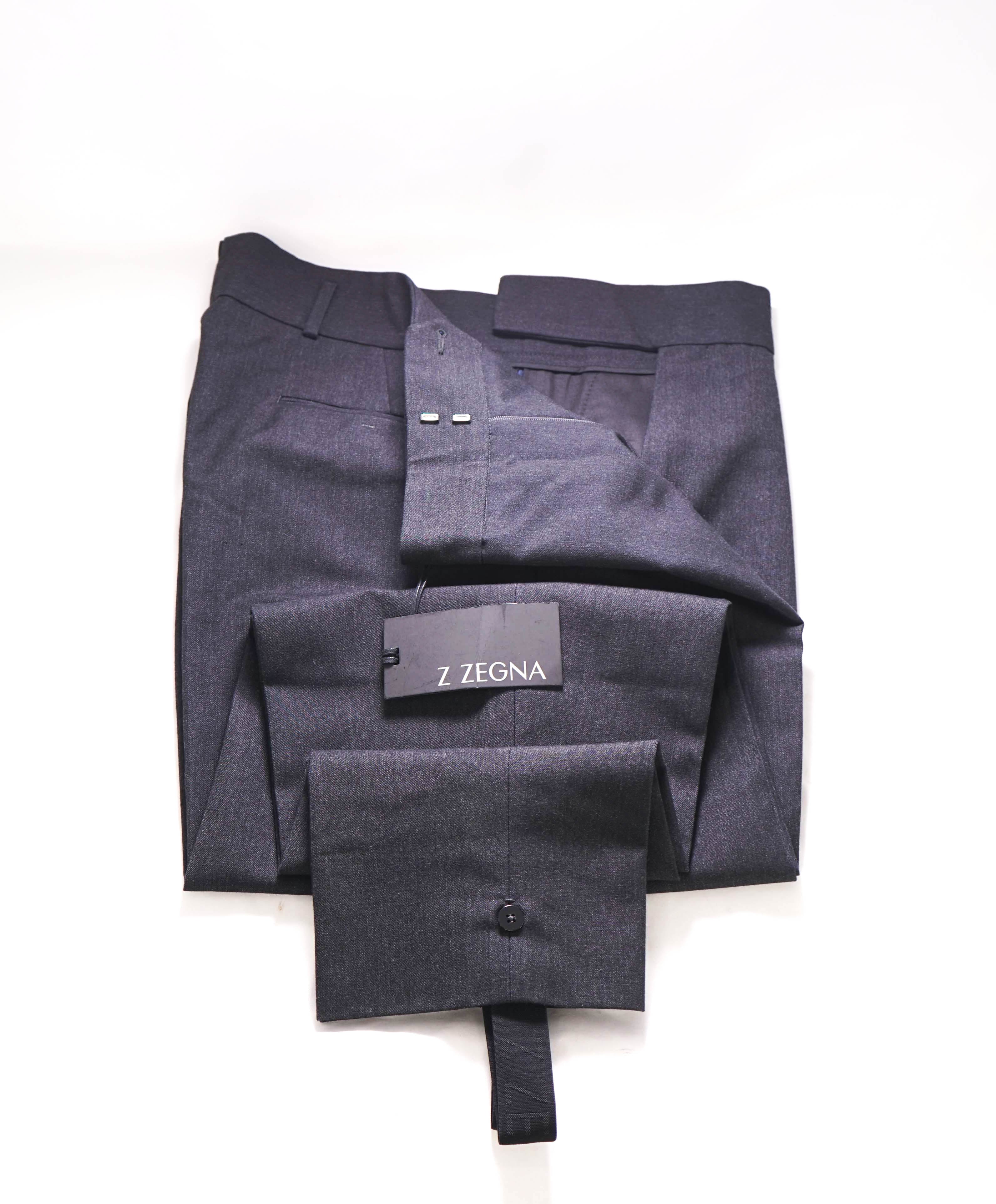 Z ZEGNA - LOGO FOOT STRAP "Narrow" Wool/Cotton Dress Street Style Pants - 37W