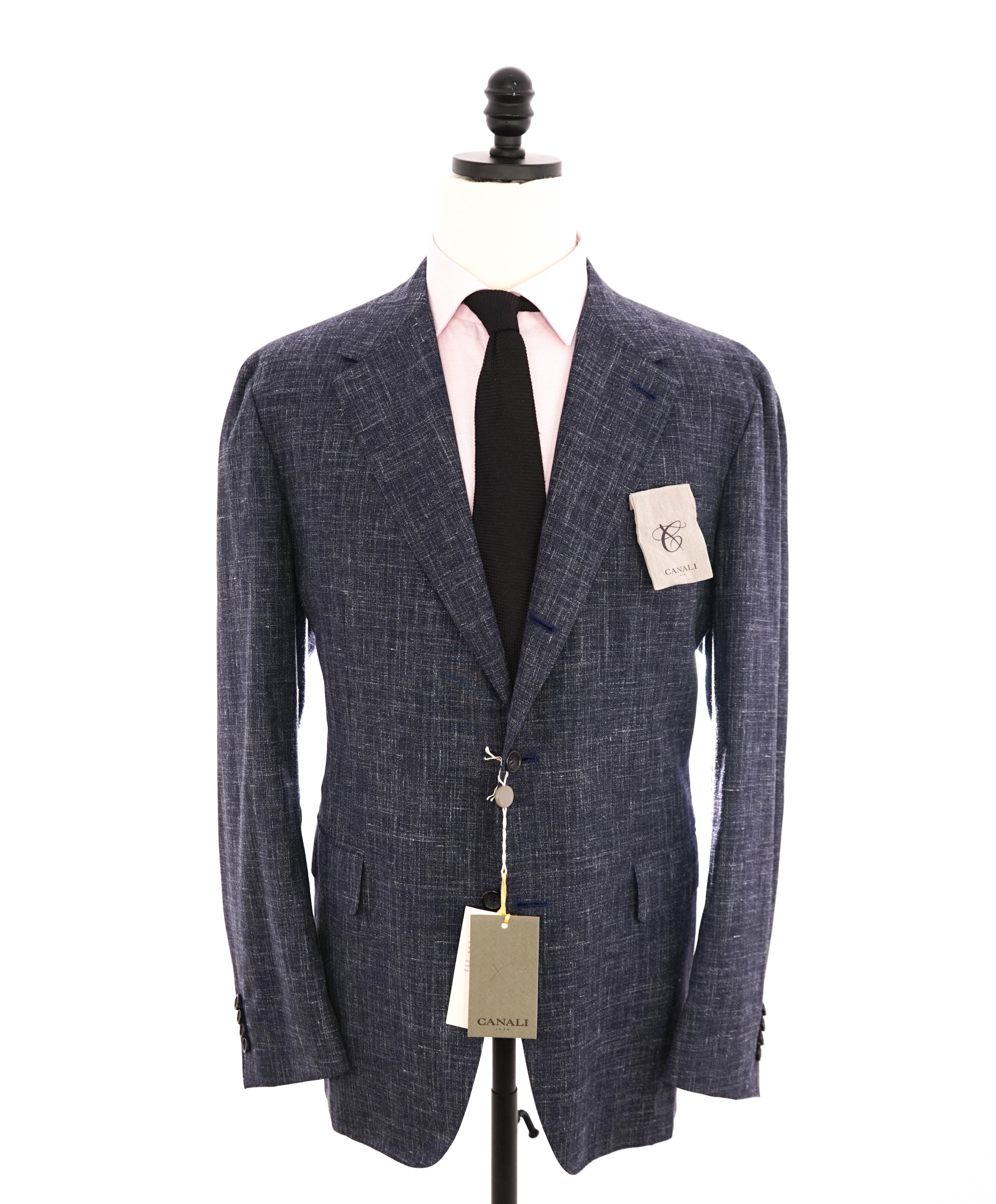 $2,195 CANALI - Medium Blue Heather WOOL/LINEN/SILK Textured 2-Piece Suit - 48R