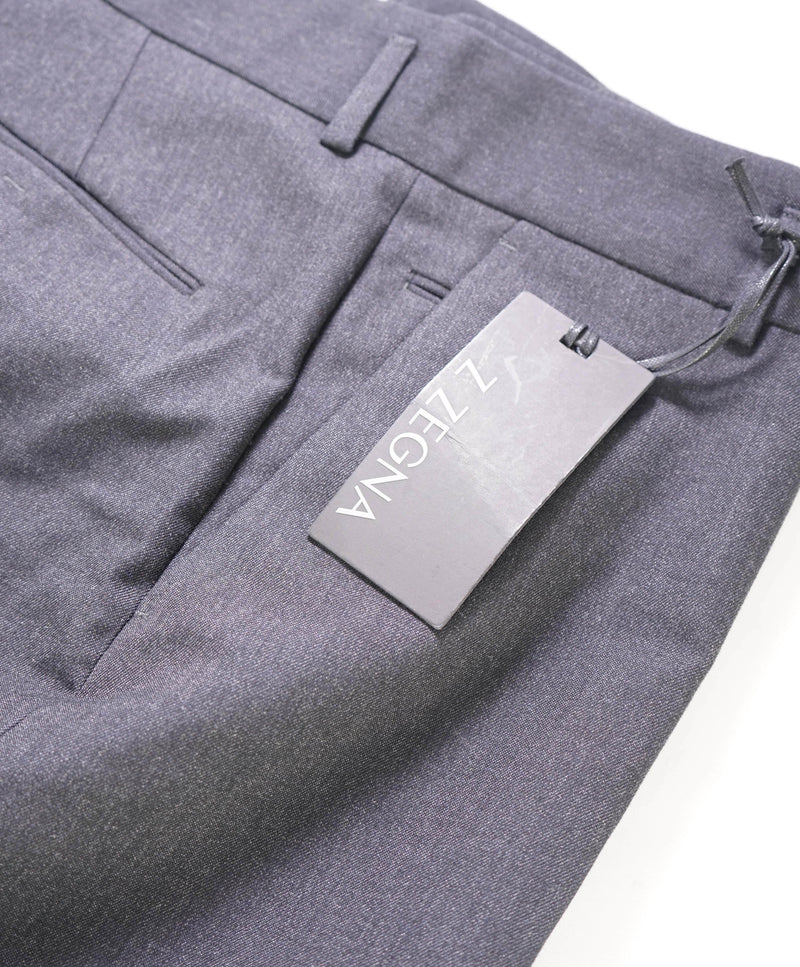 Z ZEGNA - LOGO FOOT STRAP "Narrow" Wool/Cotton Dress Street Style Pants - 37W