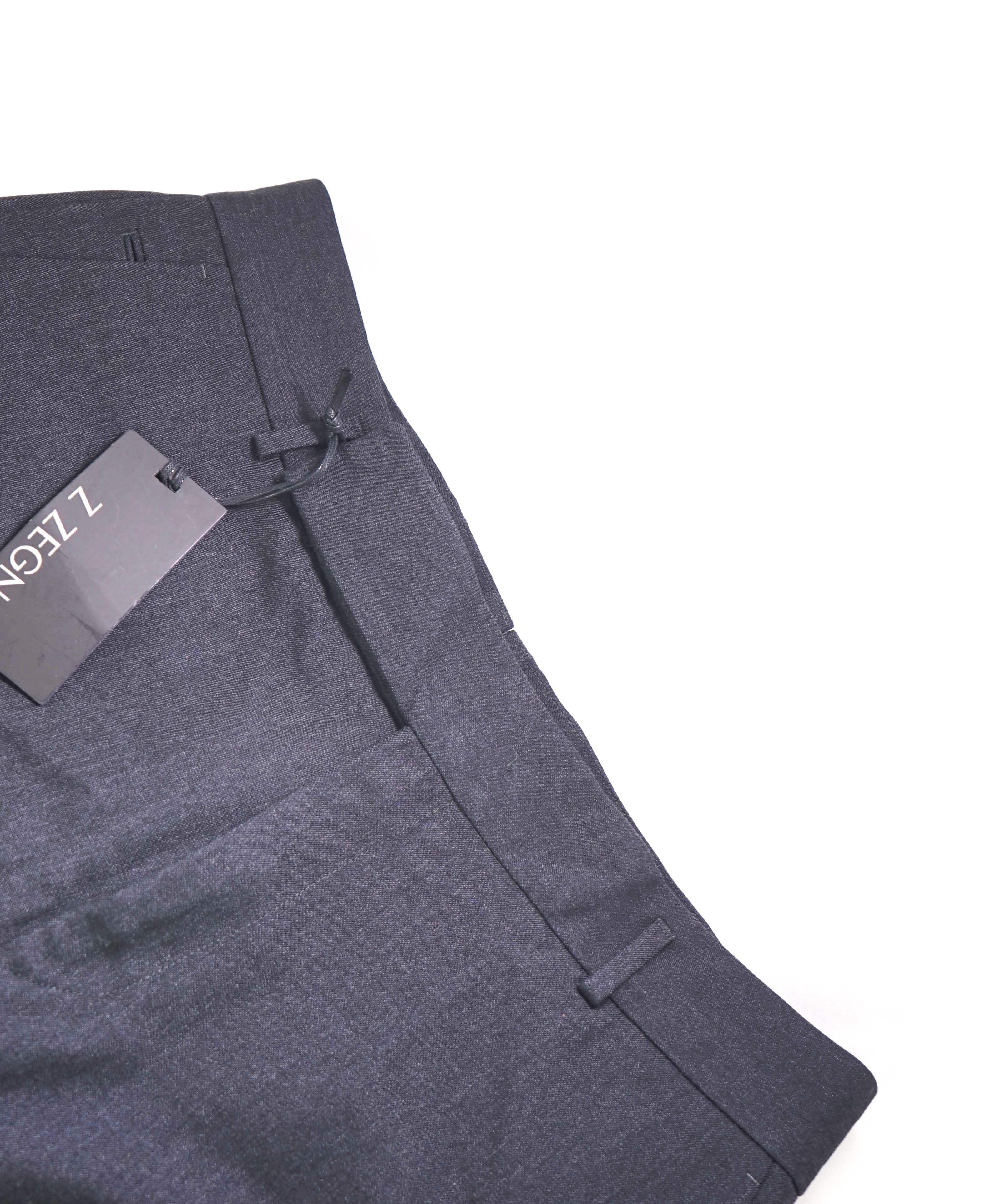 Z ZEGNA - LOGO FOOT STRAP "Narrow" Wool/Cotton Dress Street Style Pants - 37W