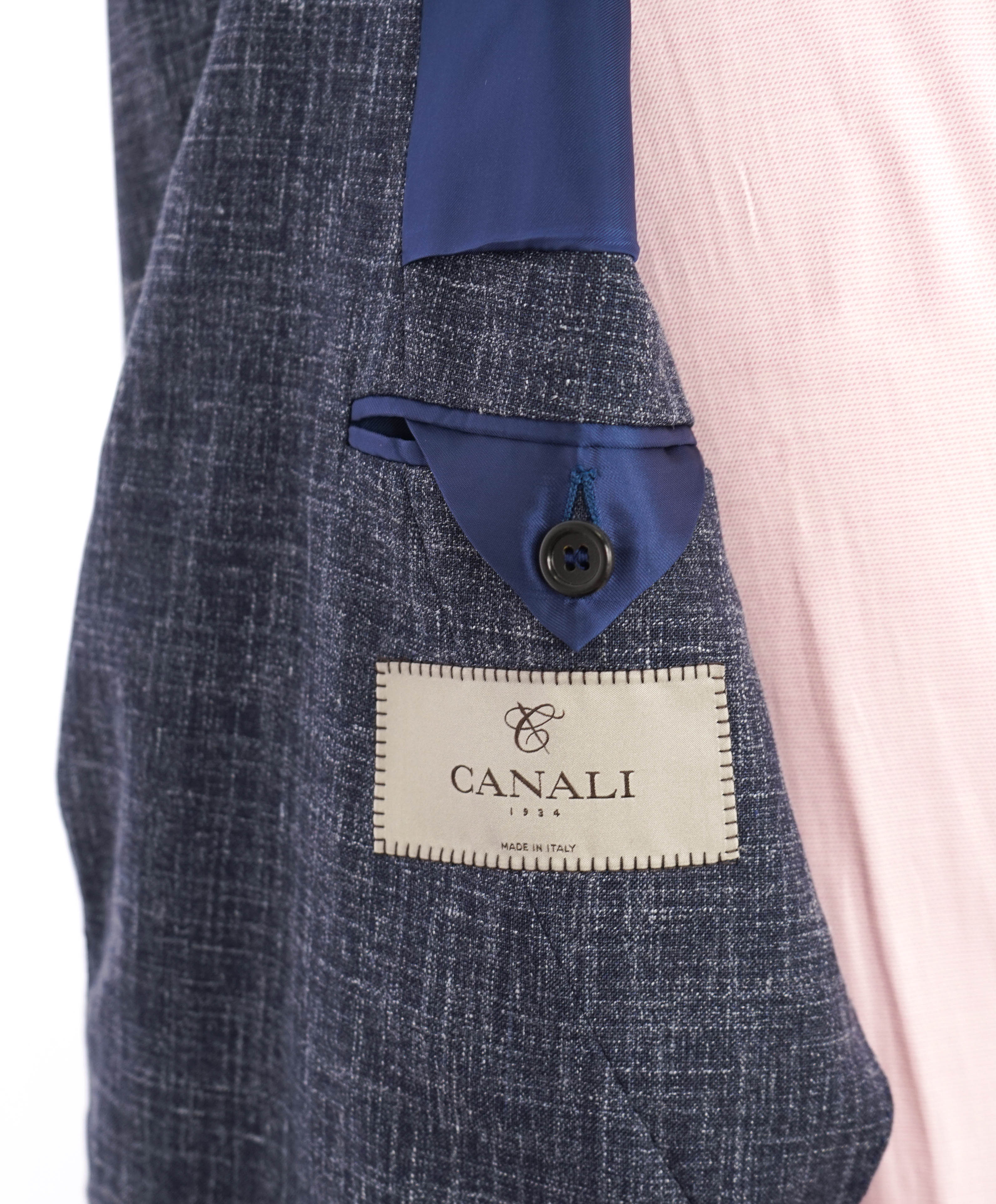 $2,195 CANALI - Medium Blue Heather WOOL/LINEN/SILK Textured 2-Piece Suit - 48R