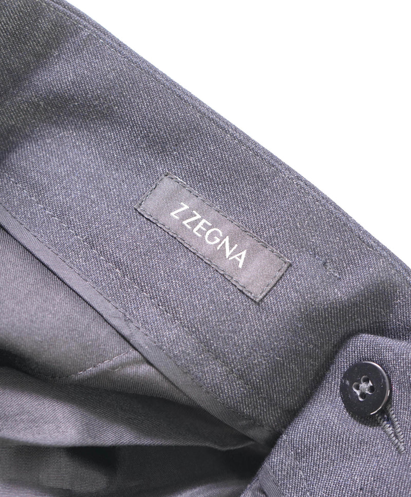 Z ZEGNA - LOGO FOOT STRAP "Narrow" Wool/Cotton Dress Street Style Pants - 37W