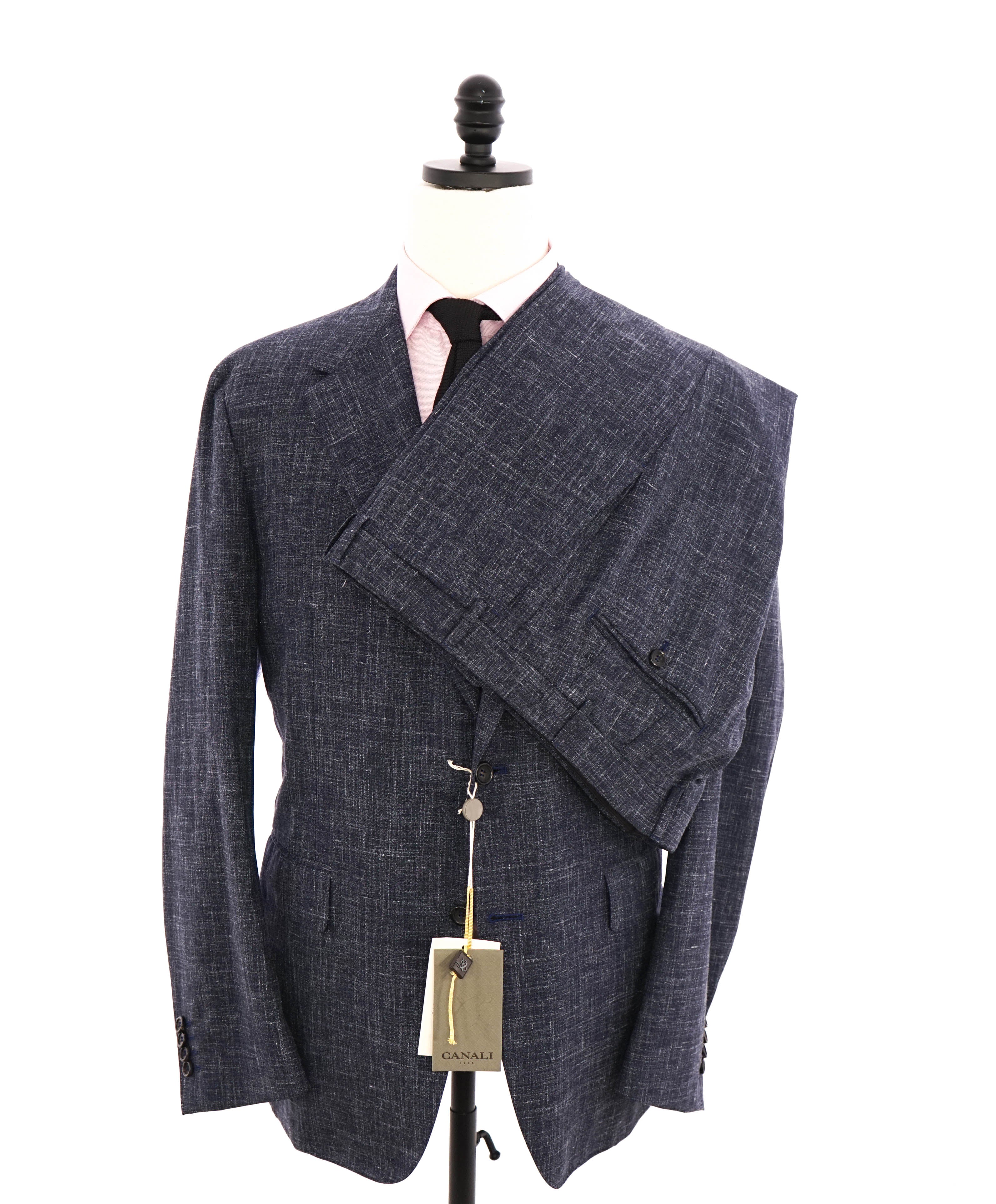 $2,195 CANALI - Medium Blue Heather WOOL/LINEN/SILK Textured 2-Piece Suit - 48R