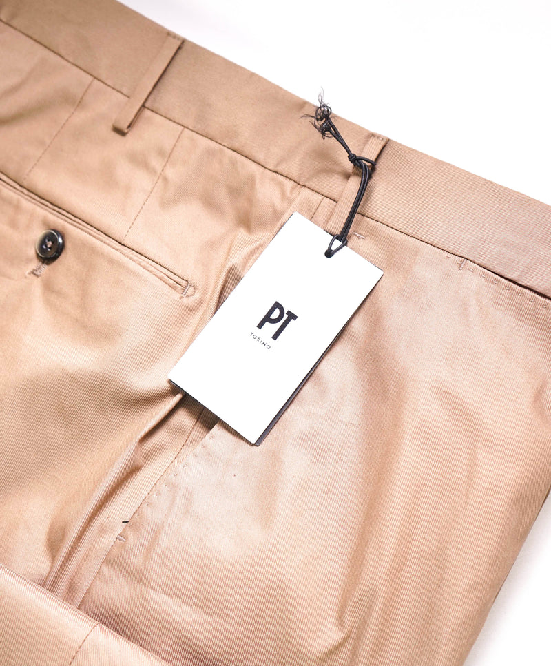 $425 PT01 - Brown STRETCH Chino Premium Construction Flat Front Pants - 36W