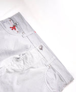 ISAIA - Pastel Gray LEATHER LOGO PATCH 5-Pocket Jeans Pants - 32W