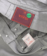 ISAIA - Pastel Gray LEATHER LOGO PATCH 5-Pocket Jeans Pants - 32W