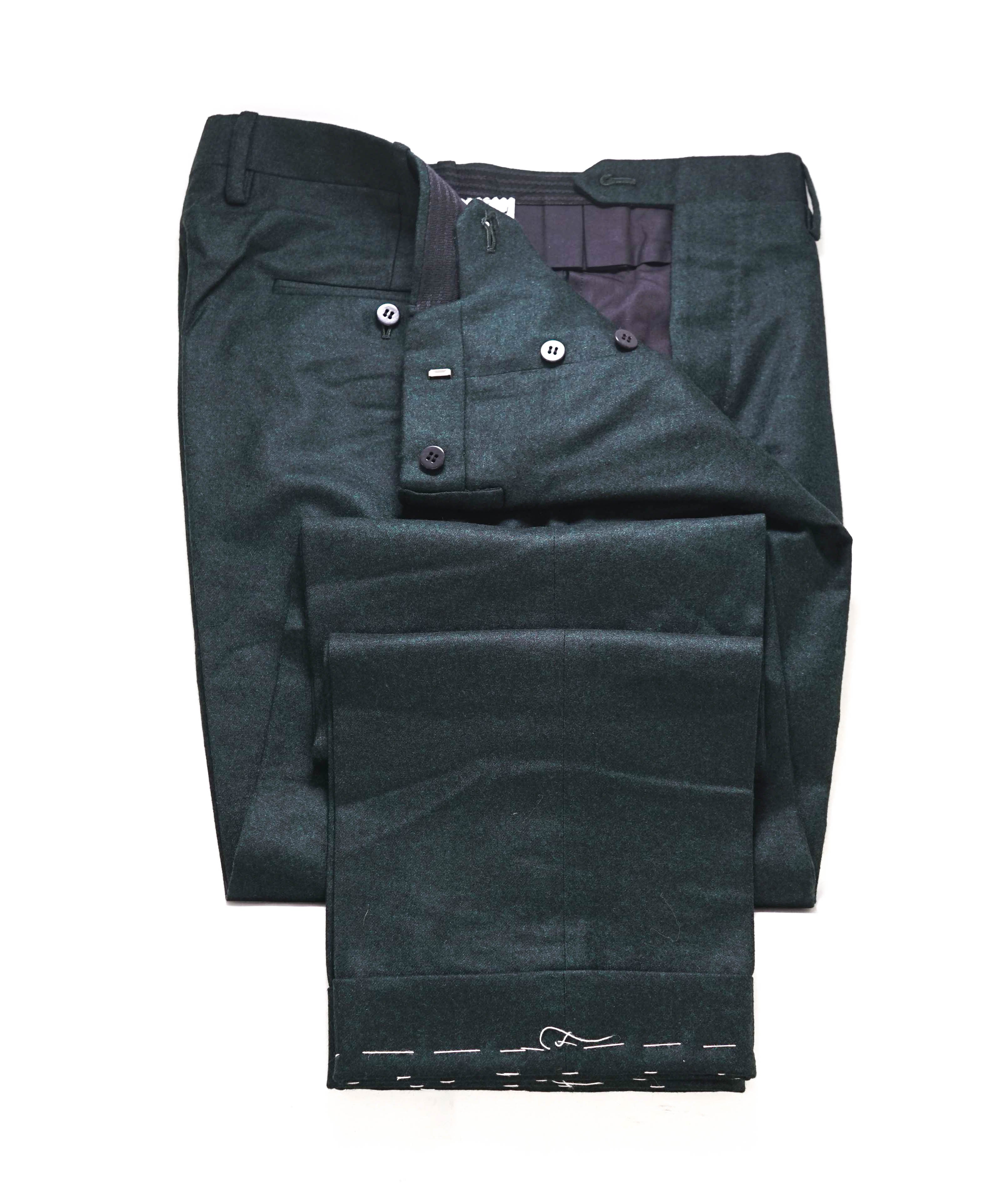 $1,795 KITON - Dark Green CASHMERE/WOOL Dress Pants - 32W