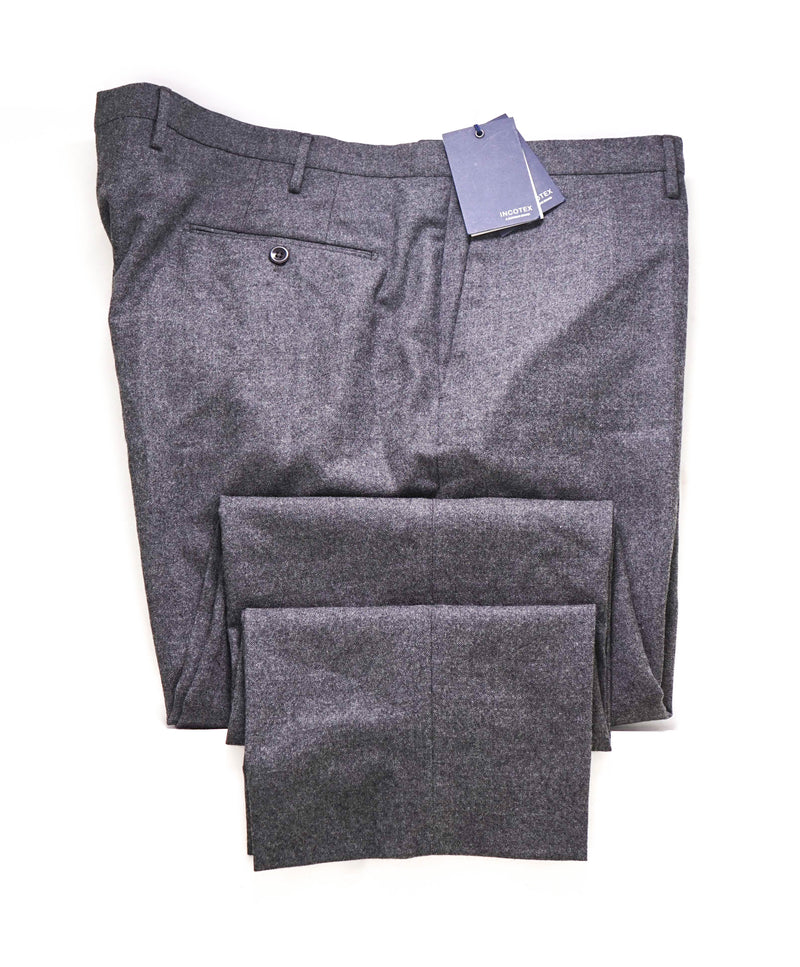 $460 INCOTEX - "Modern Fit" Pattern TEC-NO Water Repellent Wool Dress Pants  -  42W