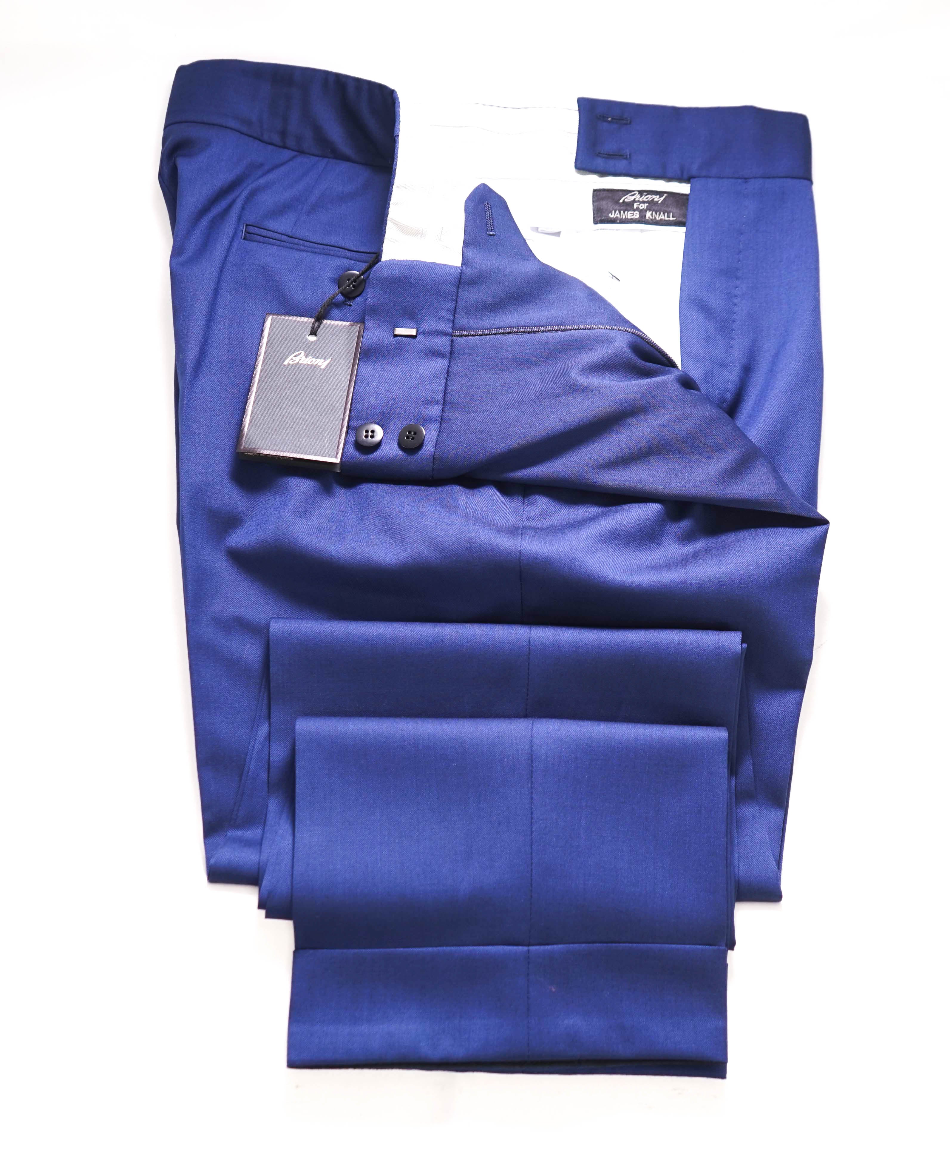 $2,000 BRIONI - Royal Blue Side Tabs CUSTOM ORDER 1/1 Dress Pants- 34W