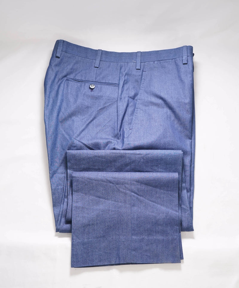 $1,595 KITON - Washed Blue Cotton Denim Style Dress Pants - 32W