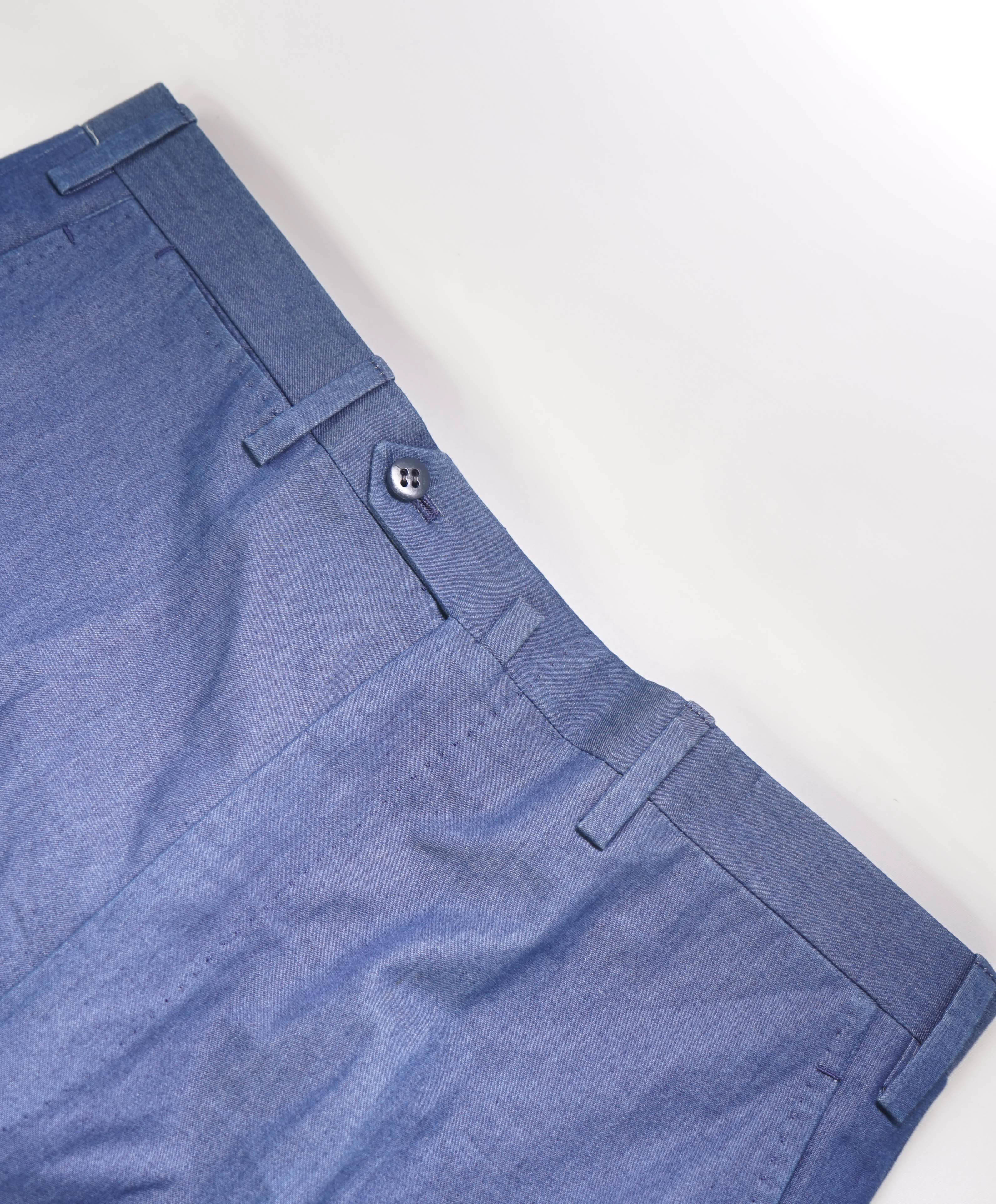 $1,595 KITON - Washed Blue Cotton Denim Style Dress Pants - 32W