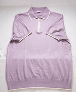 $440 LUCIANO BARBERA - Purple Tipped Cotton/CASHMERE Zip Polo - M (50EU)